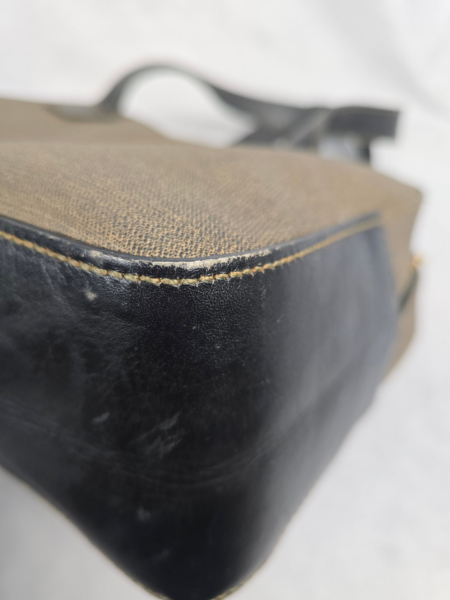 Fendi Canvas and Brown Leather Two-Way Bag