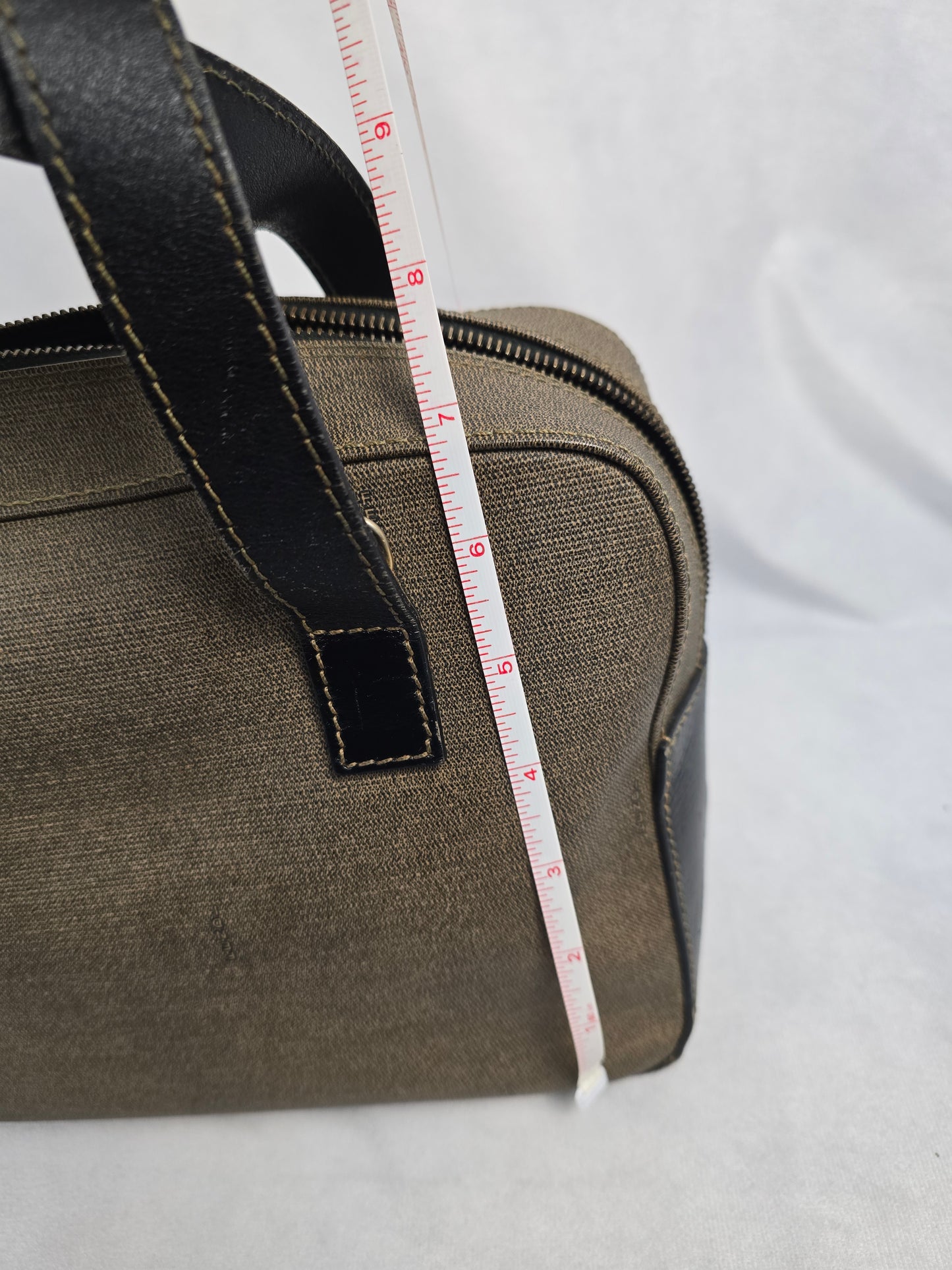Fendi Canvas and Brown Leather Two-Way Bag