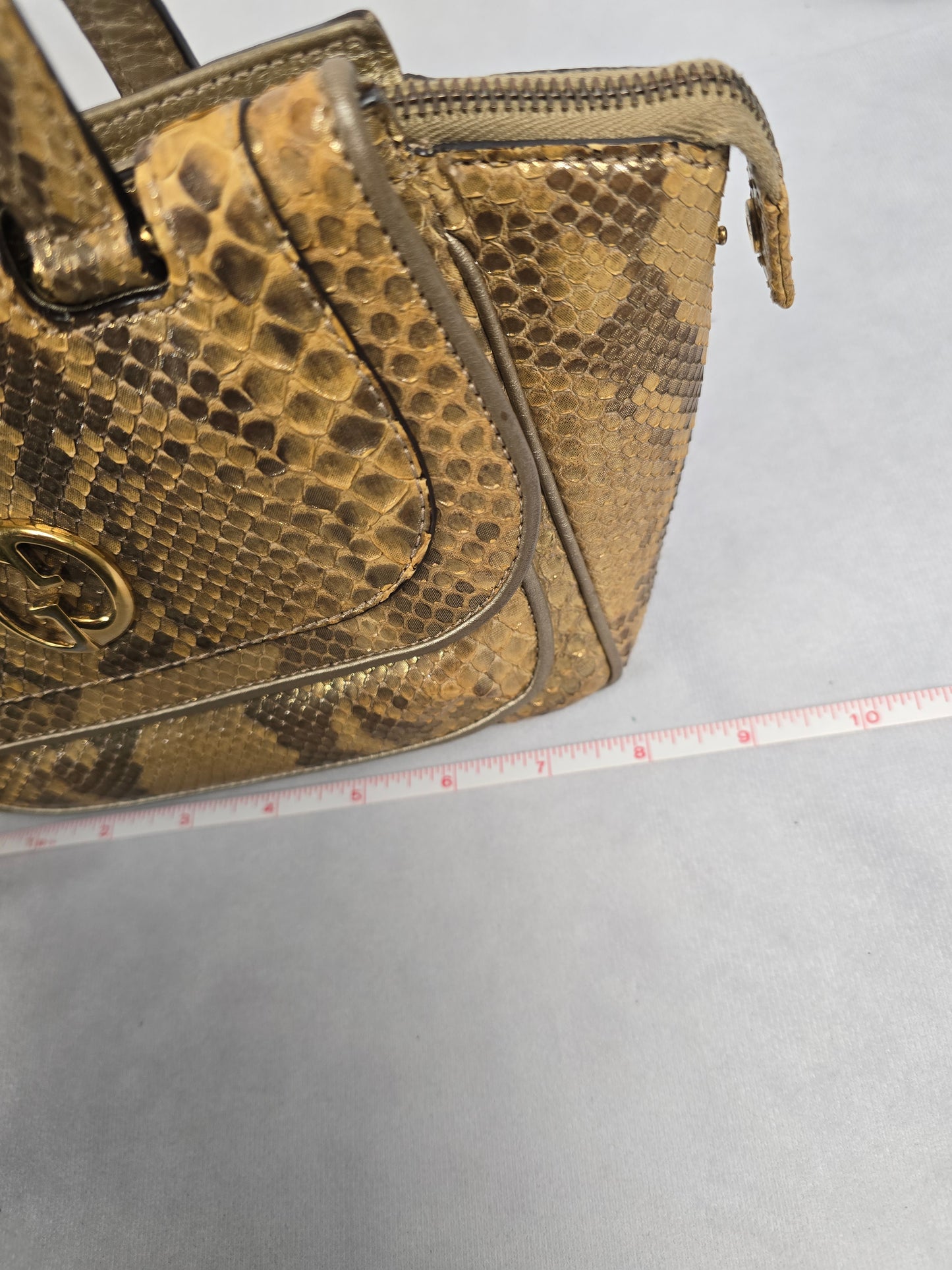 Gucci 1973 Top Handle Python Leather Bag