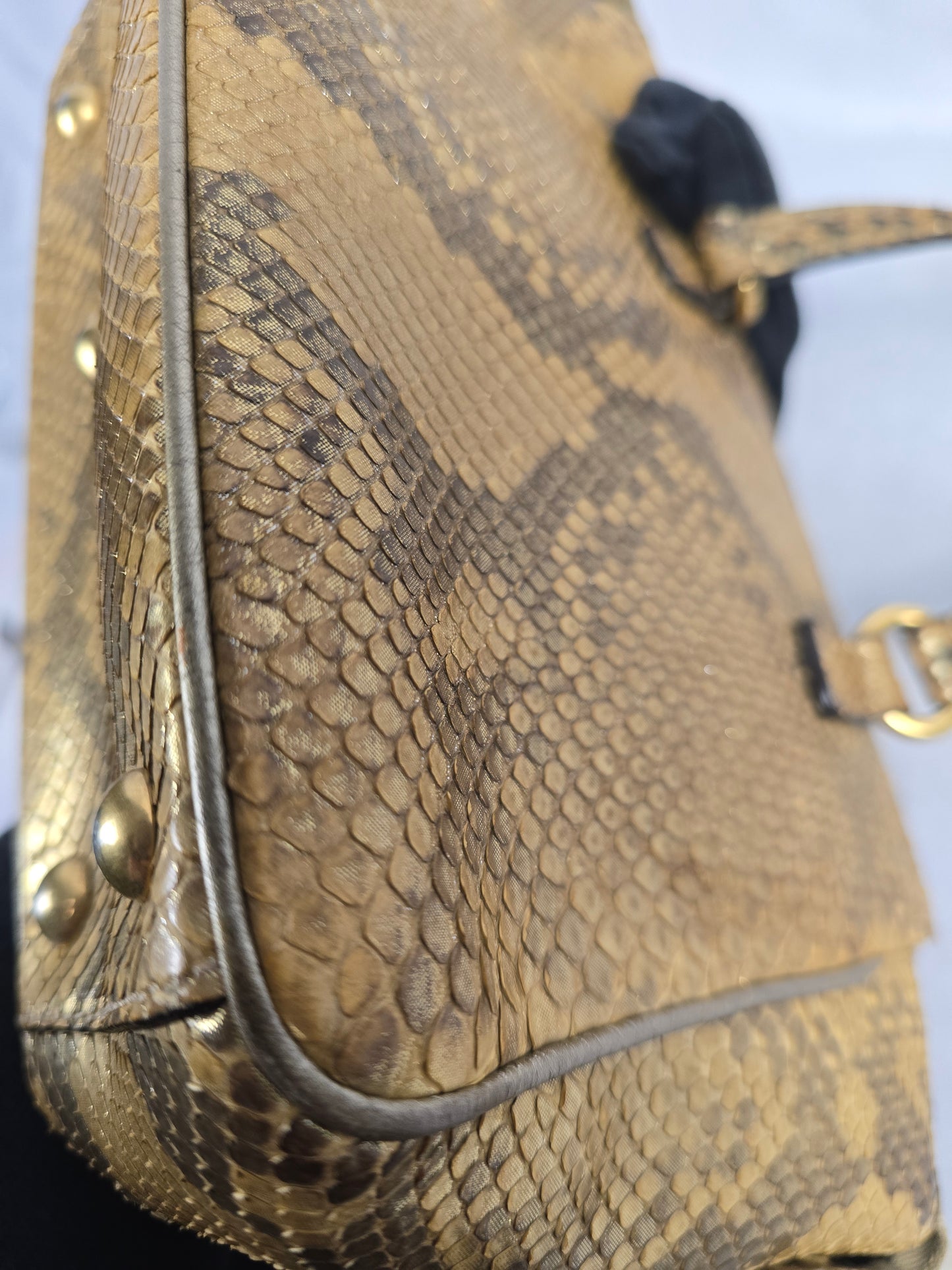 Gucci 1973 Top Handle Python Leather Bag