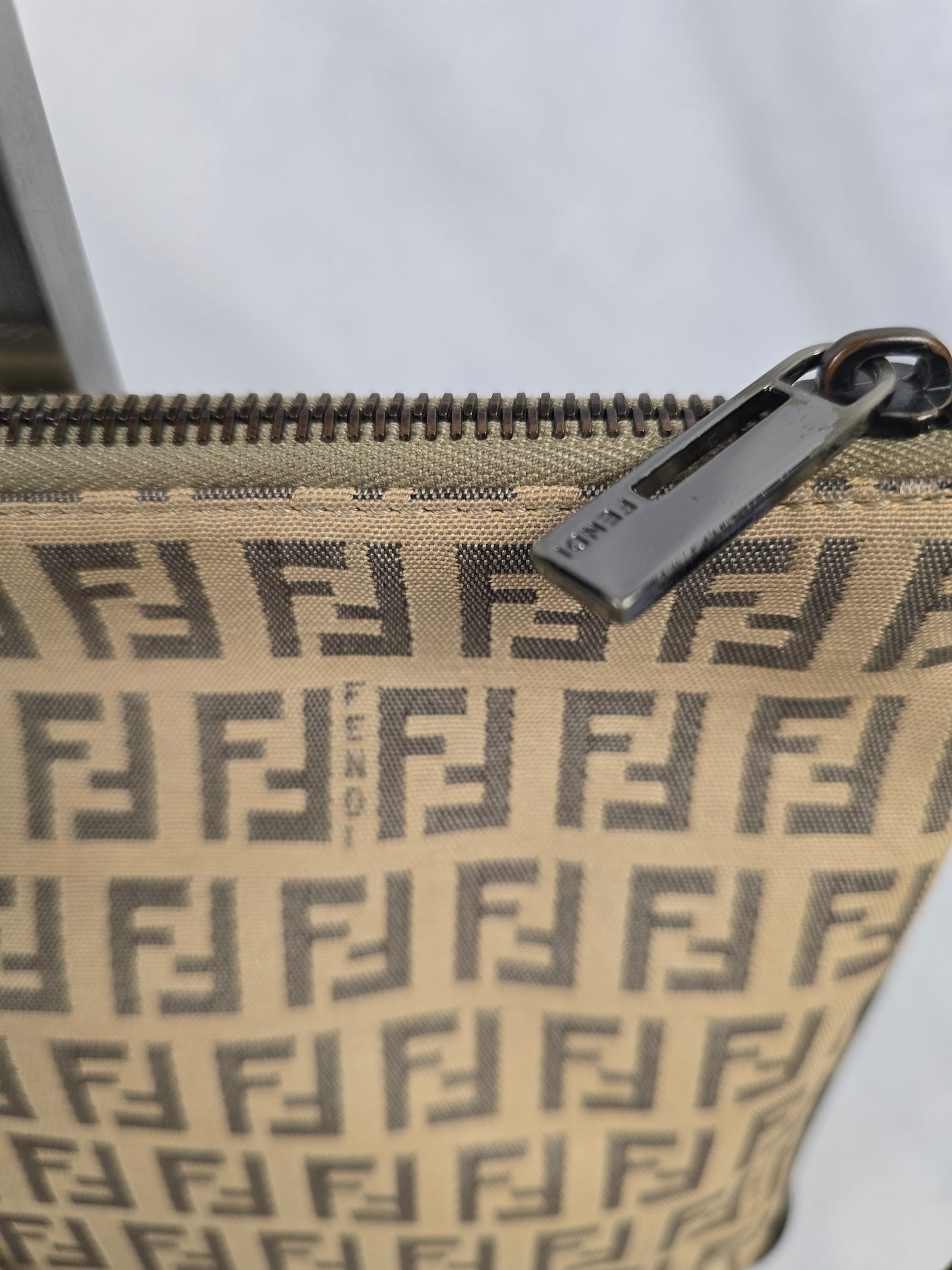 Fendi Zucchino Canvas Crossbody Bag in Beige/Brown