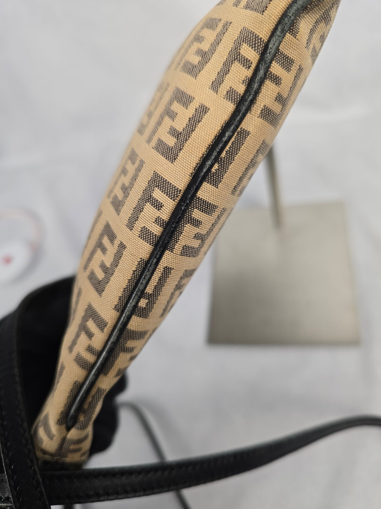 Fendi Zucchino Canvas Crossbody Bag in Beige/Brown