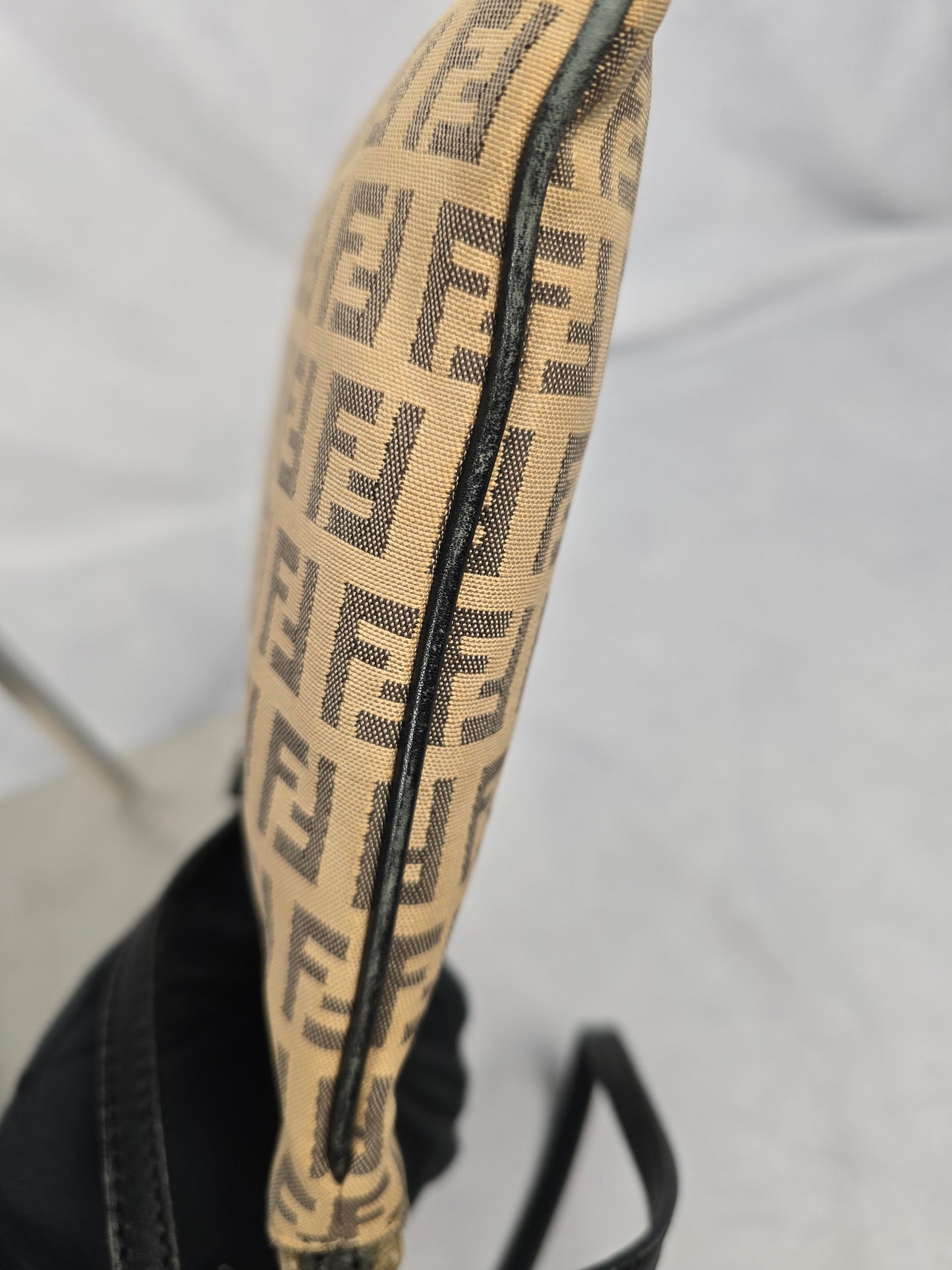 Fendi Zucchino Canvas Crossbody Bag in Beige/Brown