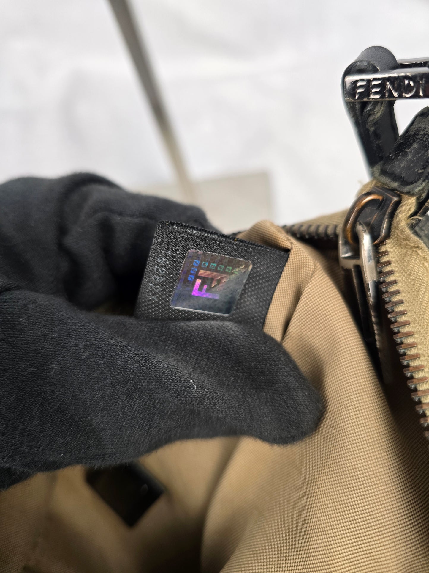 Fendi Zucchino Canvas Crossbody Bag in Beige/Brown