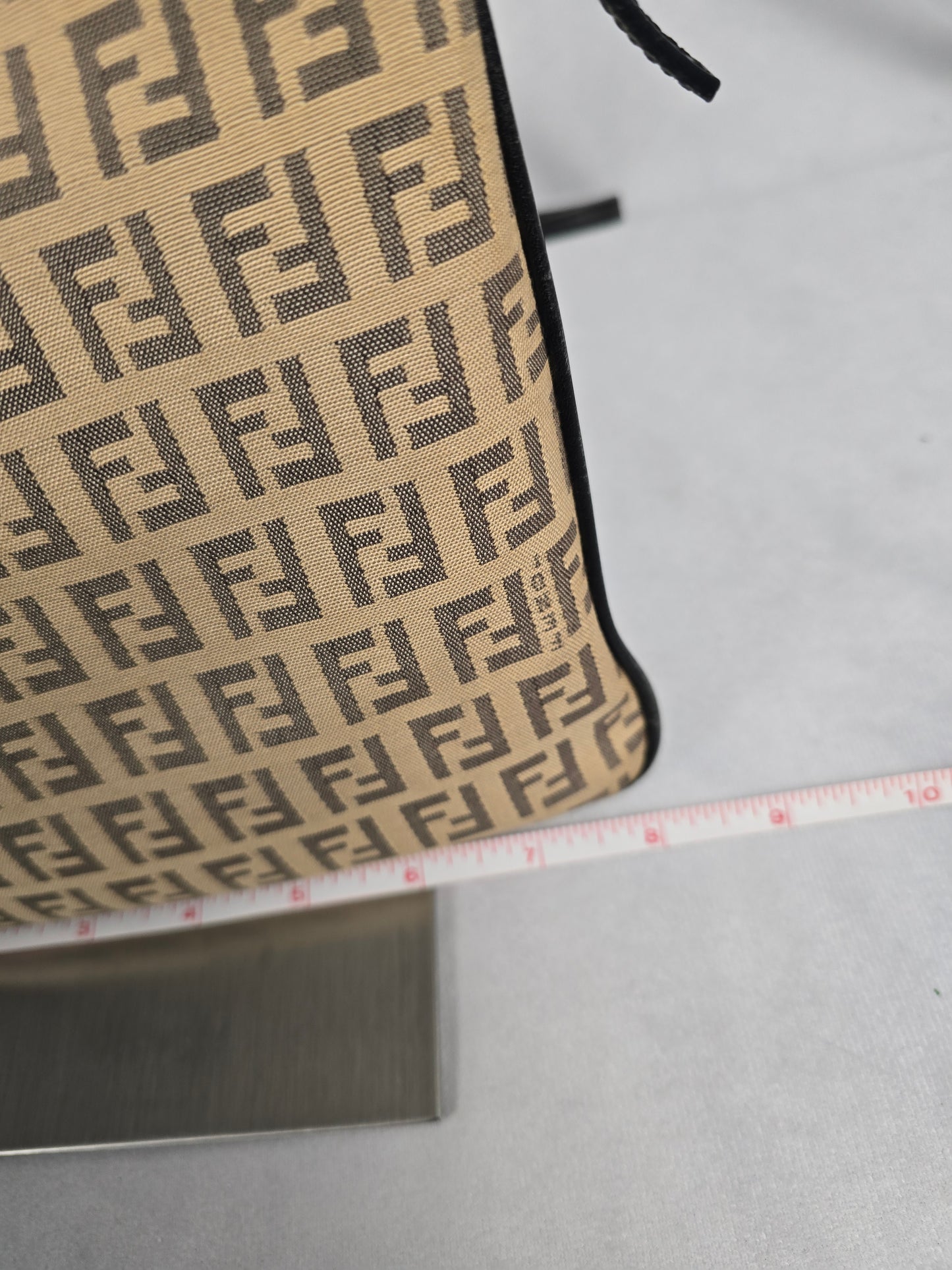 Fendi Zucchino Canvas Crossbody Bag in Beige/Brown