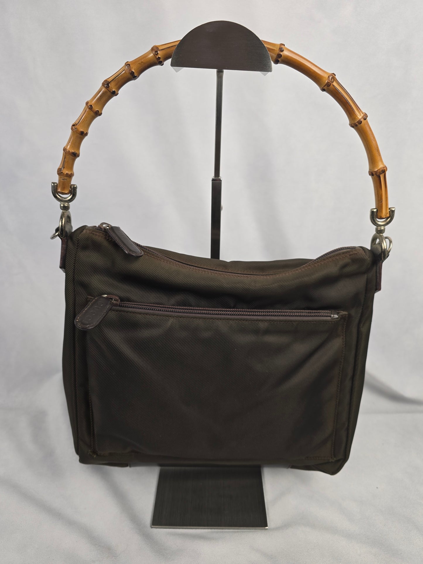 Gucci Bamboo Brown Nylon Two-Way Bag