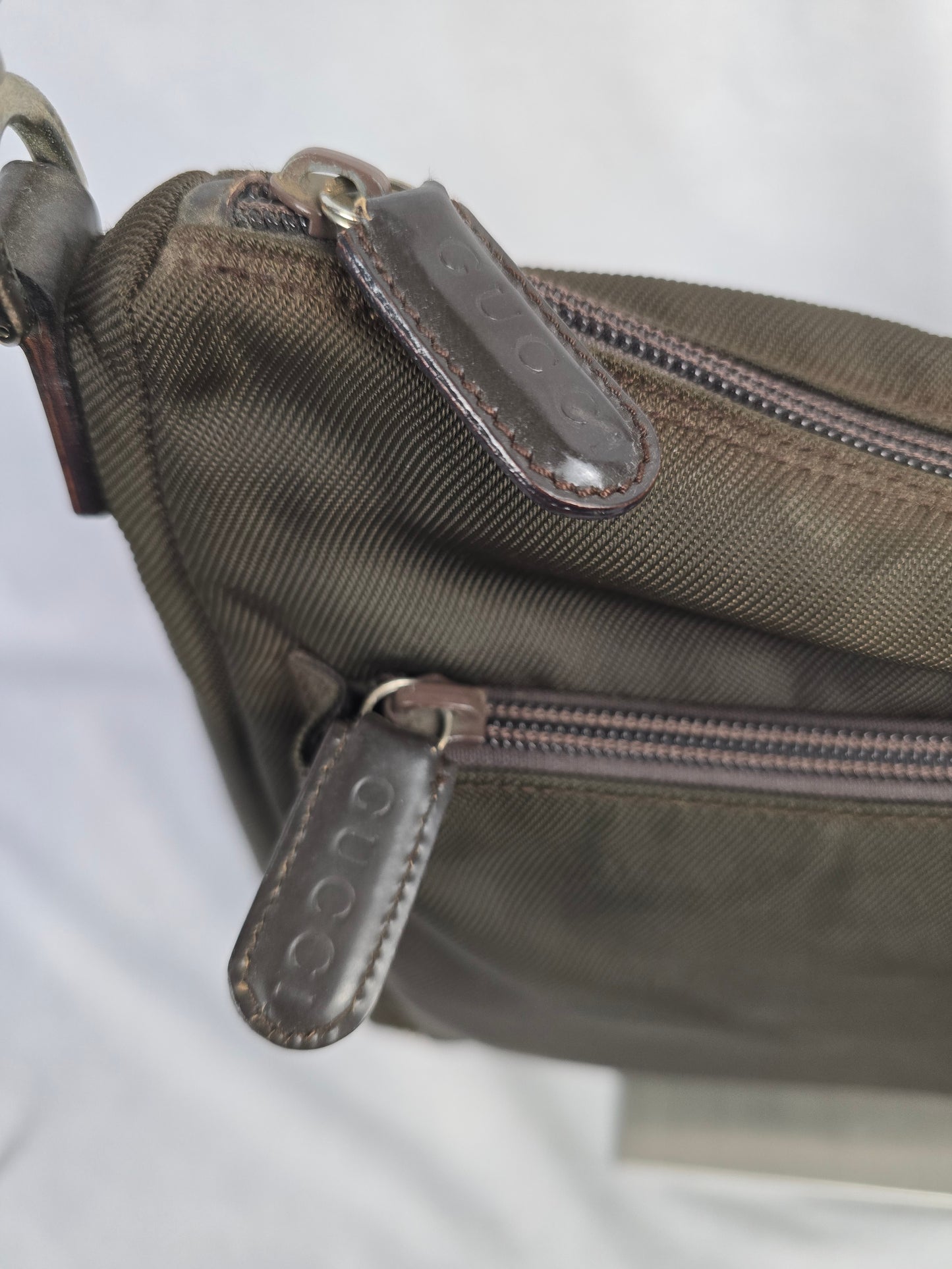 Gucci Bamboo Brown Nylon Two-Way Bag