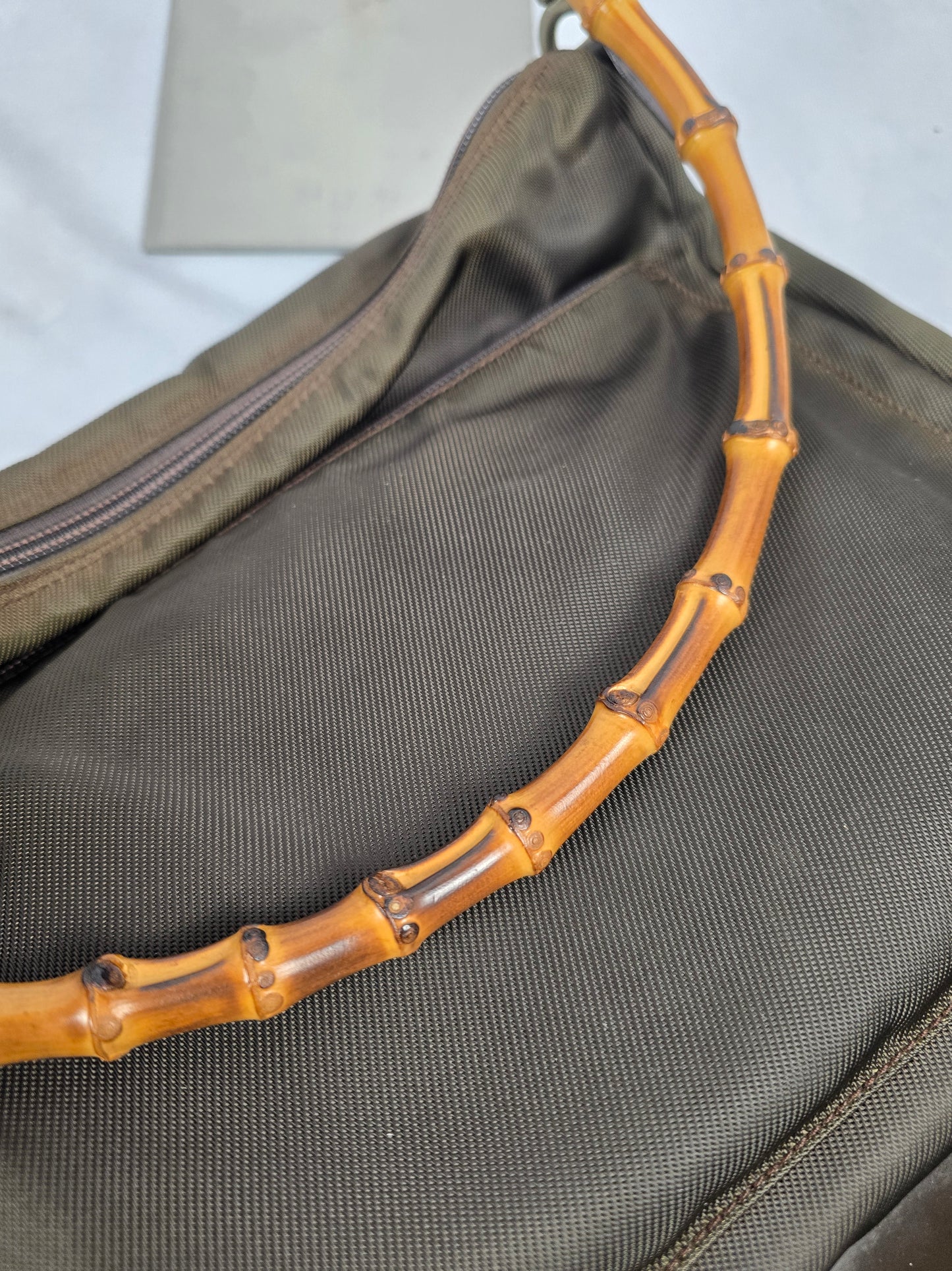 Gucci Bamboo Brown Nylon Two-Way Bag