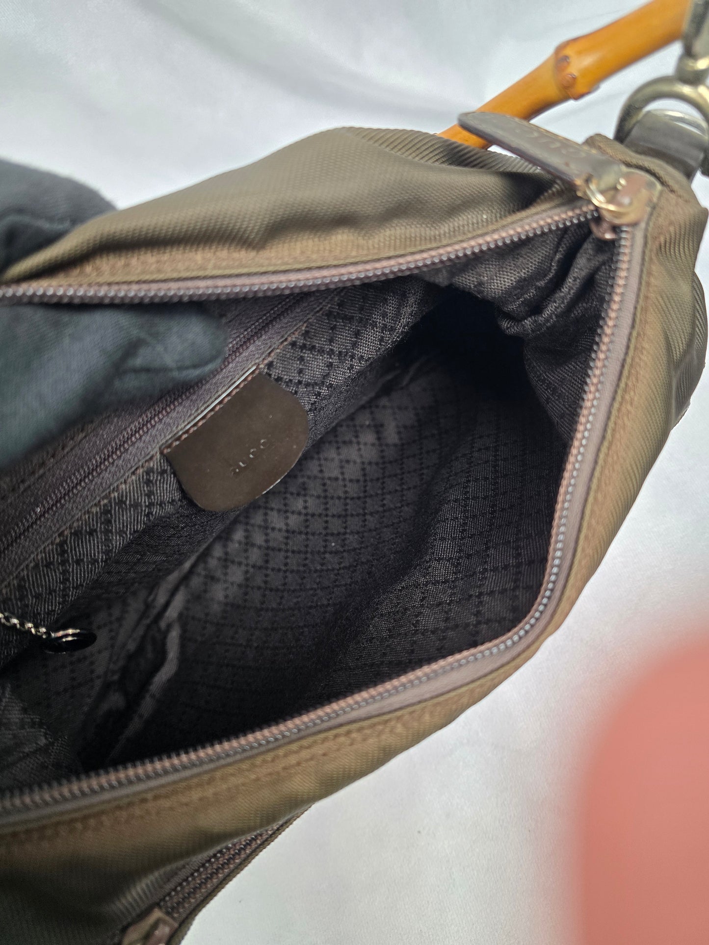 Gucci Bamboo Brown Nylon Two-Way Bag