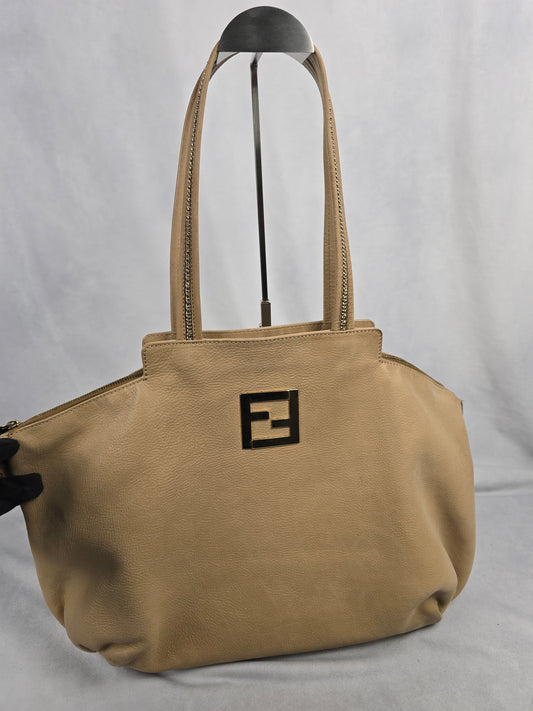 Fendi Beige Leather Medium Chains Tote