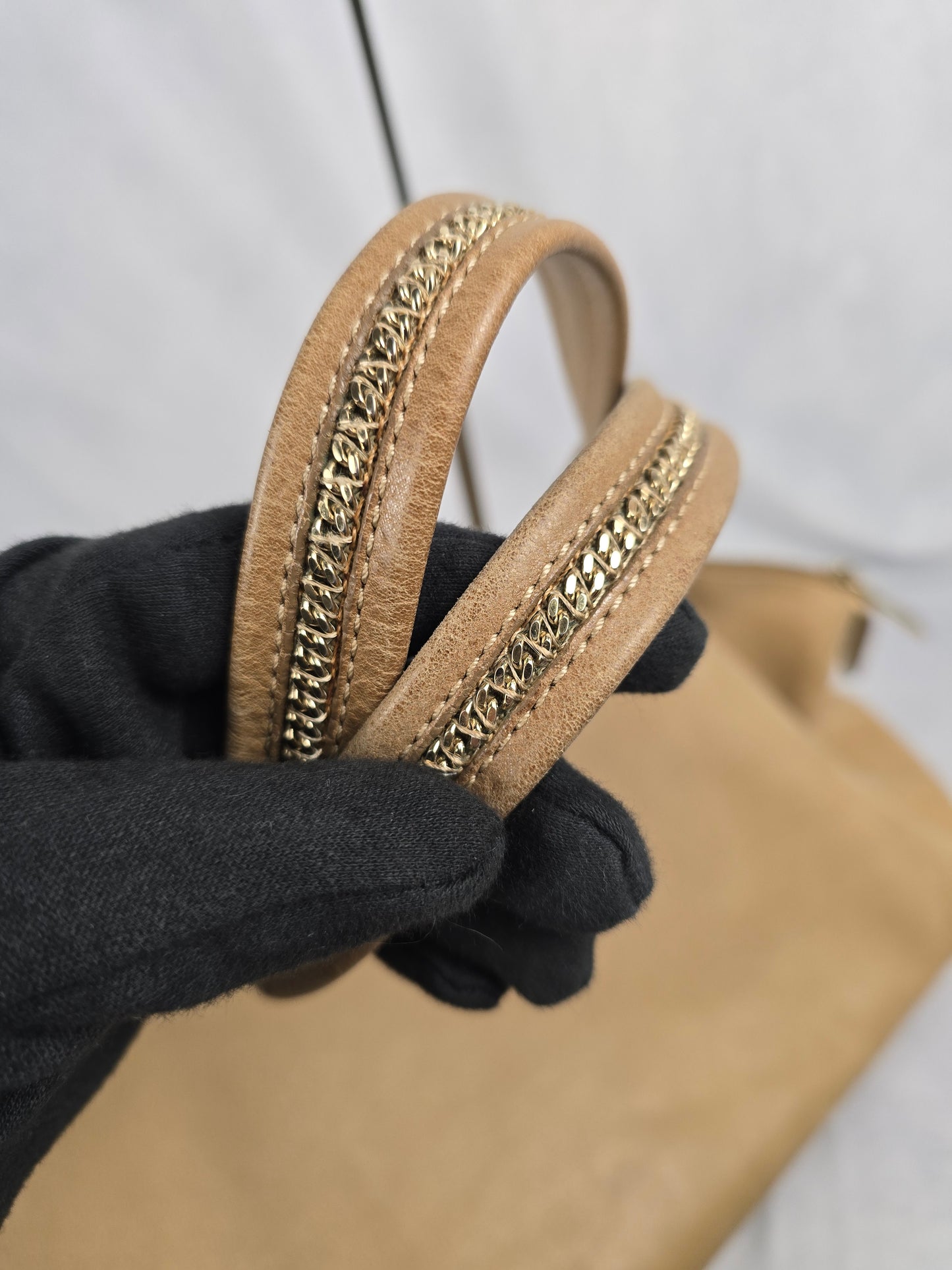 Fendi Beige Leather Medium Chains Tote