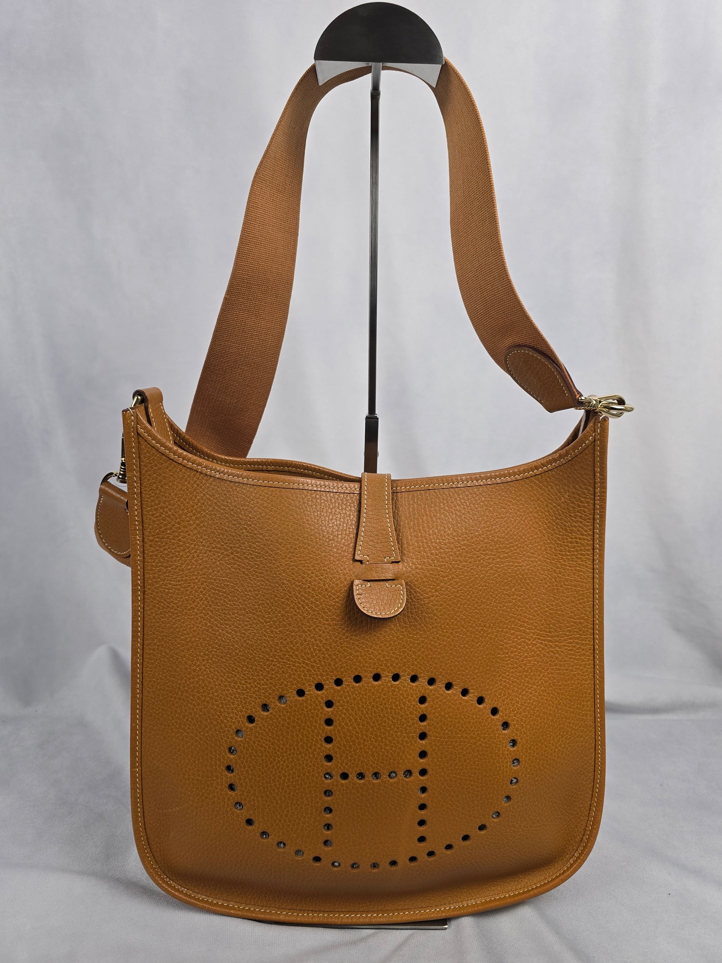 Hermes Clemence Evelyne Shoulder Bag in Golden Brown