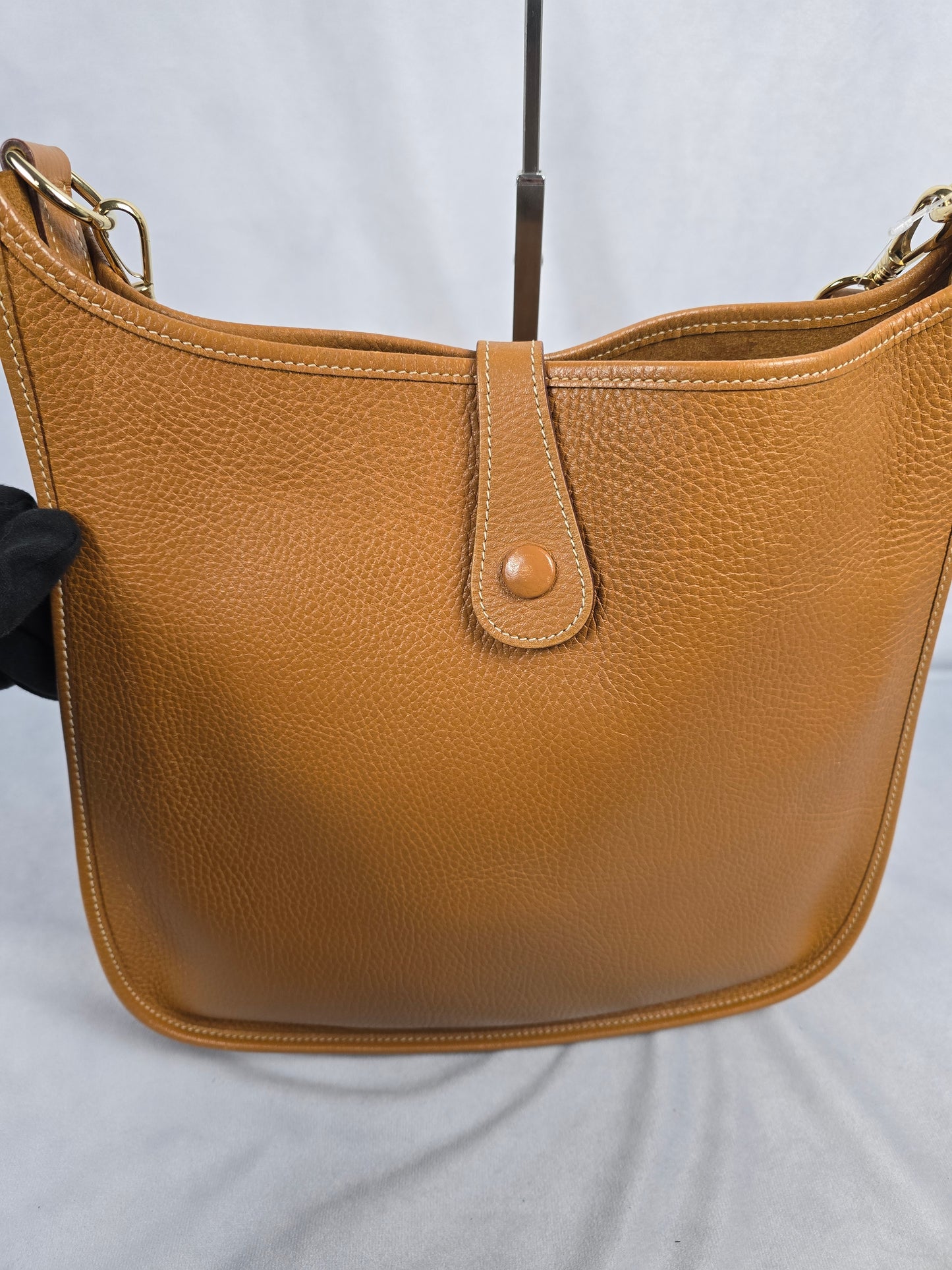 Hermes Clemence Evelyne Shoulder Bag in Golden Brown