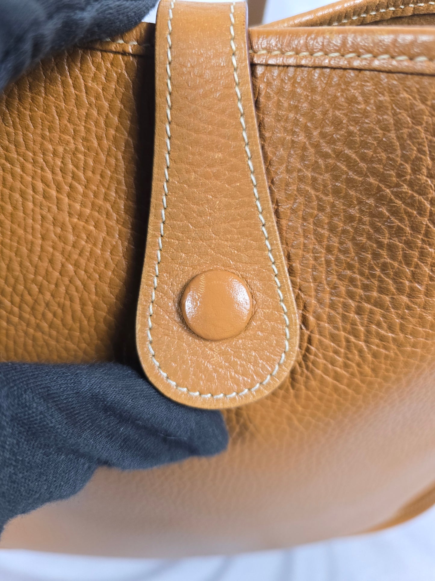 Hermes Clemence Evelyne Shoulder Bag in Golden Brown