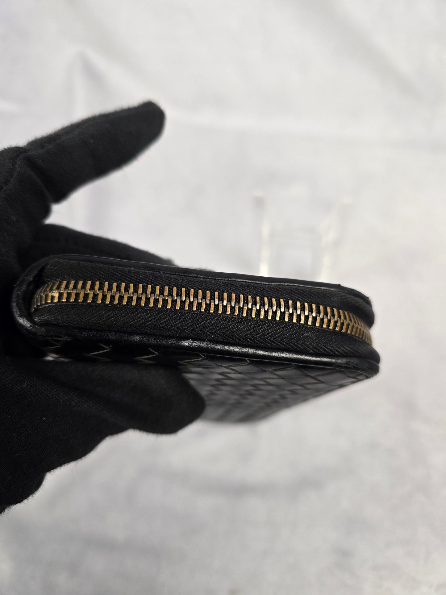 Bottega Veneta Black Intrecciato Leather Zippy Long Wallet