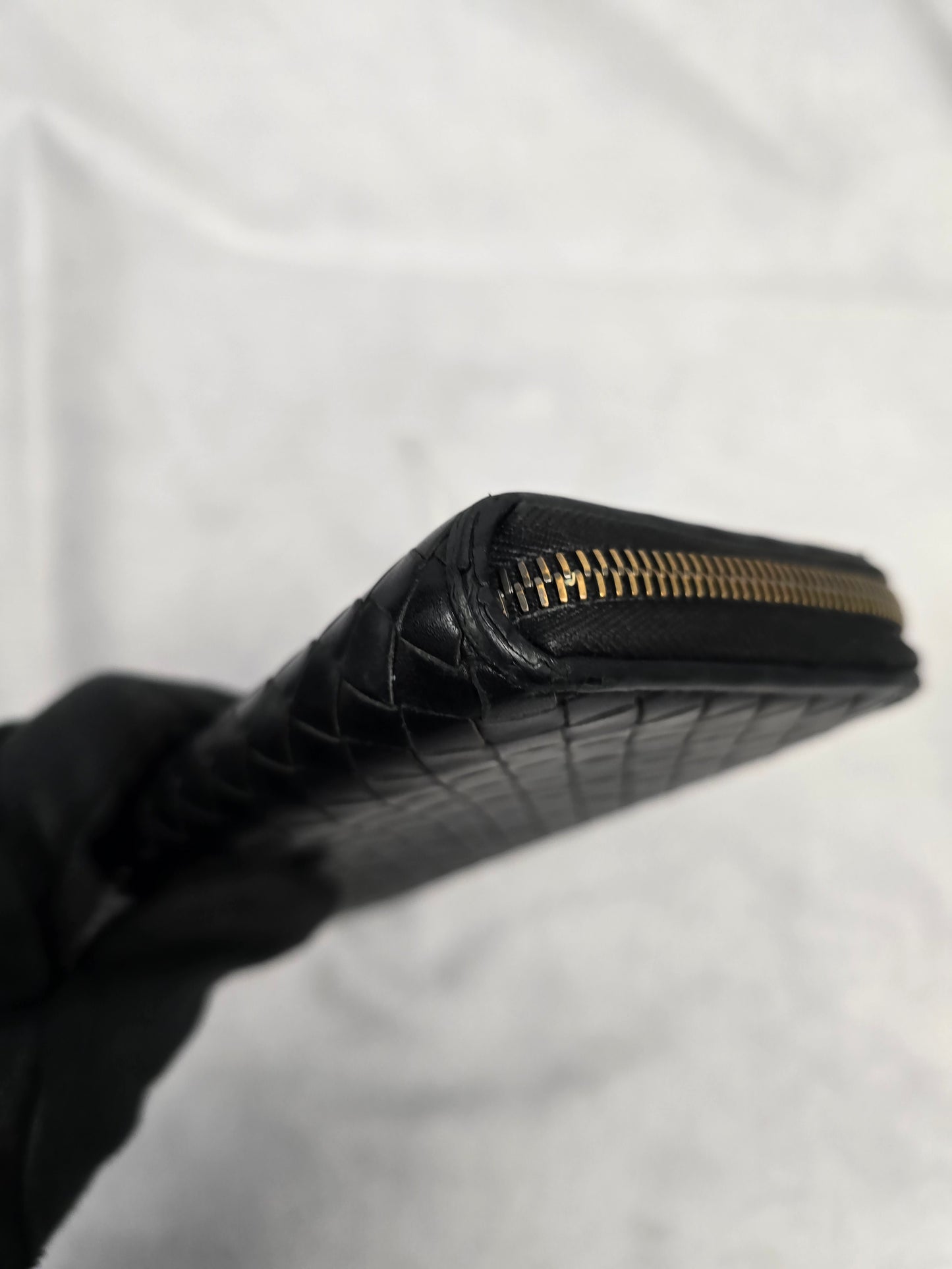 Bottega Veneta Black Intrecciato Leather Zippy Long Wallet