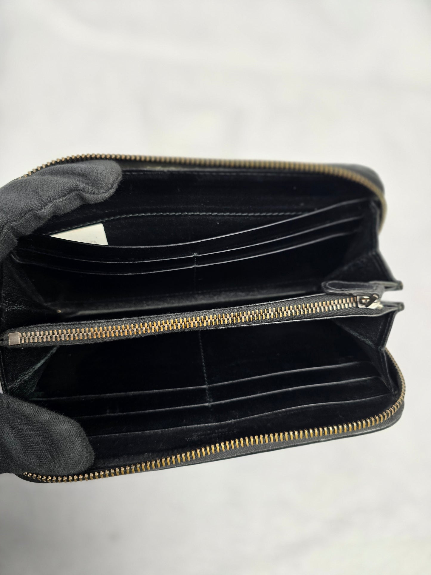 Bottega Veneta Black Intrecciato Leather Zippy Long Wallet