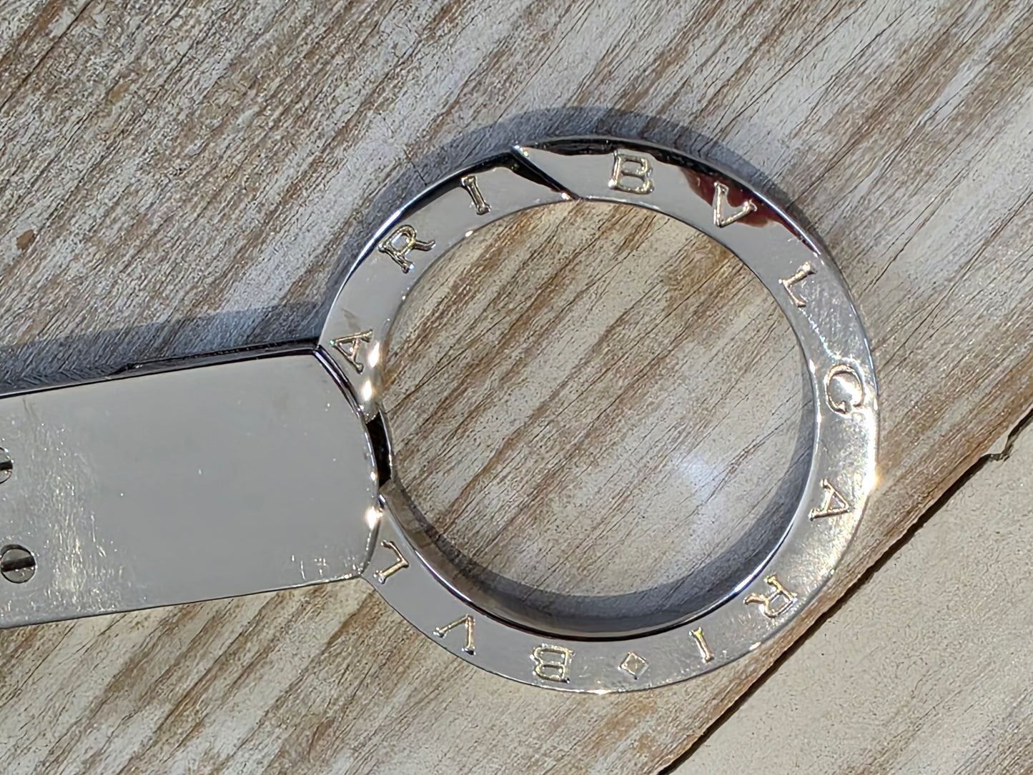Authentic BVLGARI BB Man Double Ring Keychain, Turquoise/Silver
