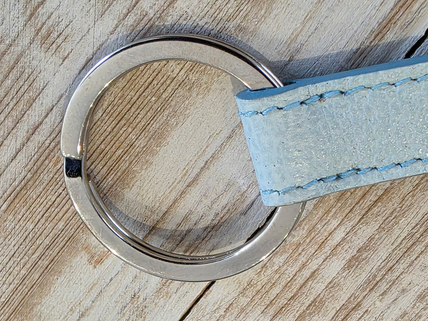 Authentic BVLGARI BB Man Double Ring Keychain, Turquoise/Silver