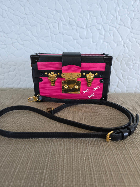 Louis Vuitton Petite Malle Fuchsia Pink Epi Leather Crossbody