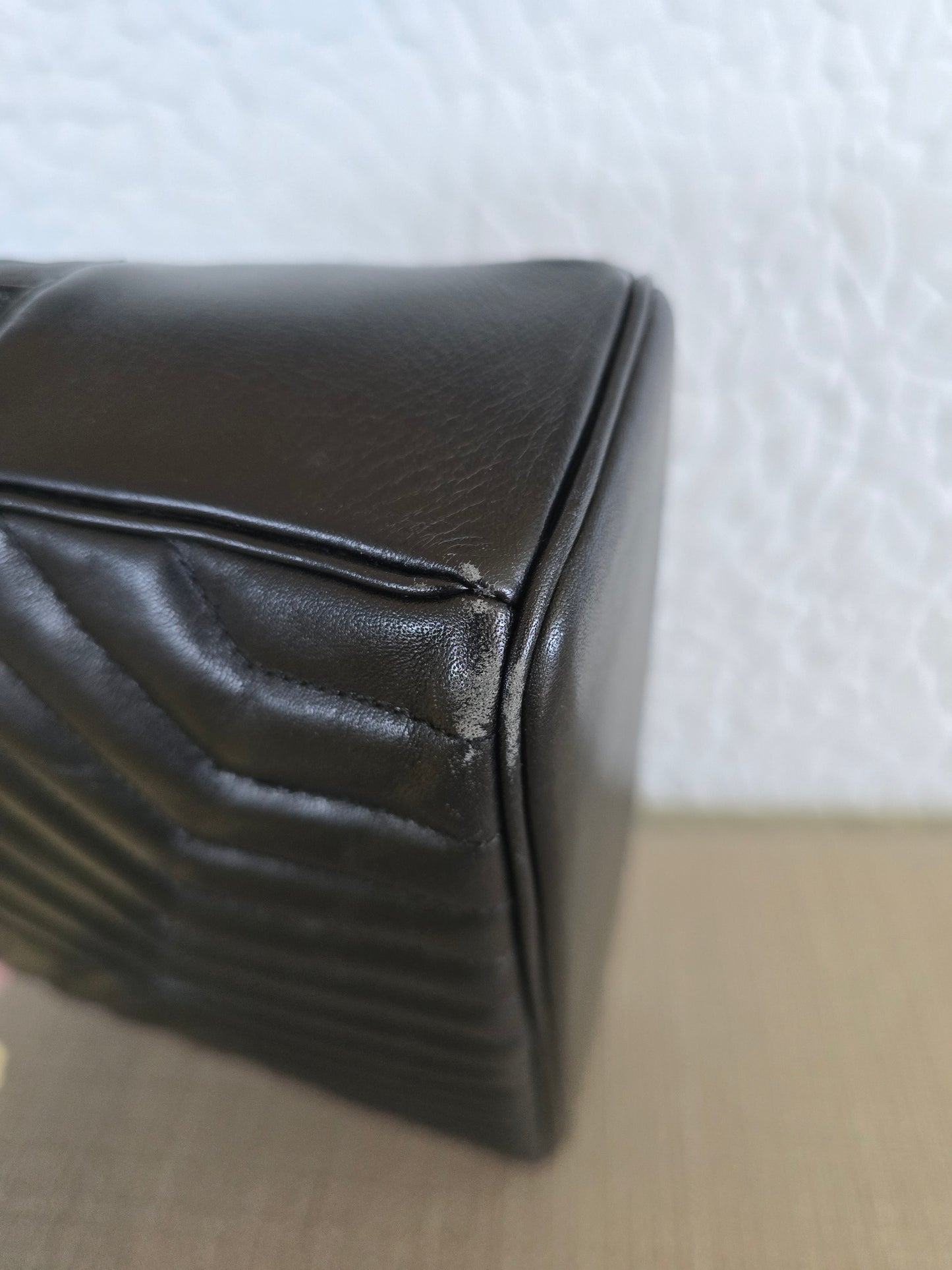 YSL Black Chevron Leather Handbag