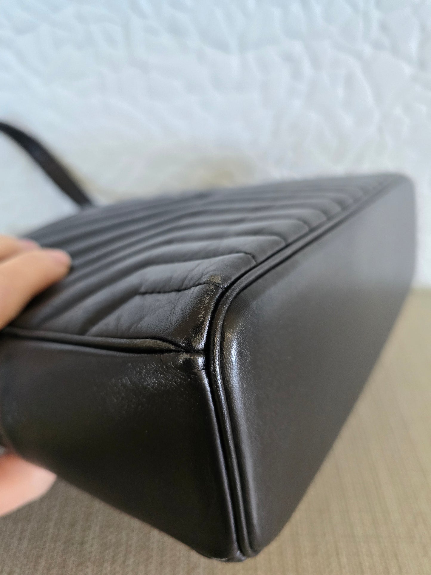 YSL Black Chevron Leather Handbag