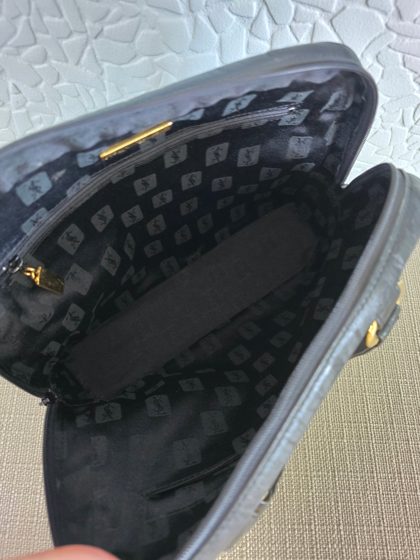 YSL Black Chevron Leather Handbag