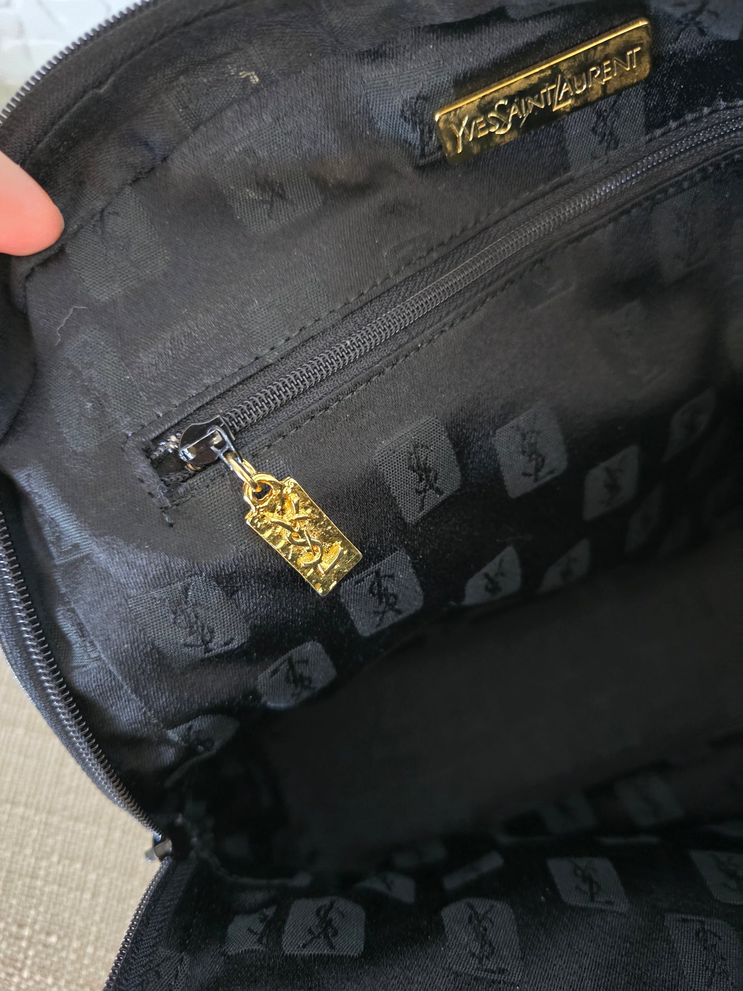 YSL Black Chevron Leather Handbag