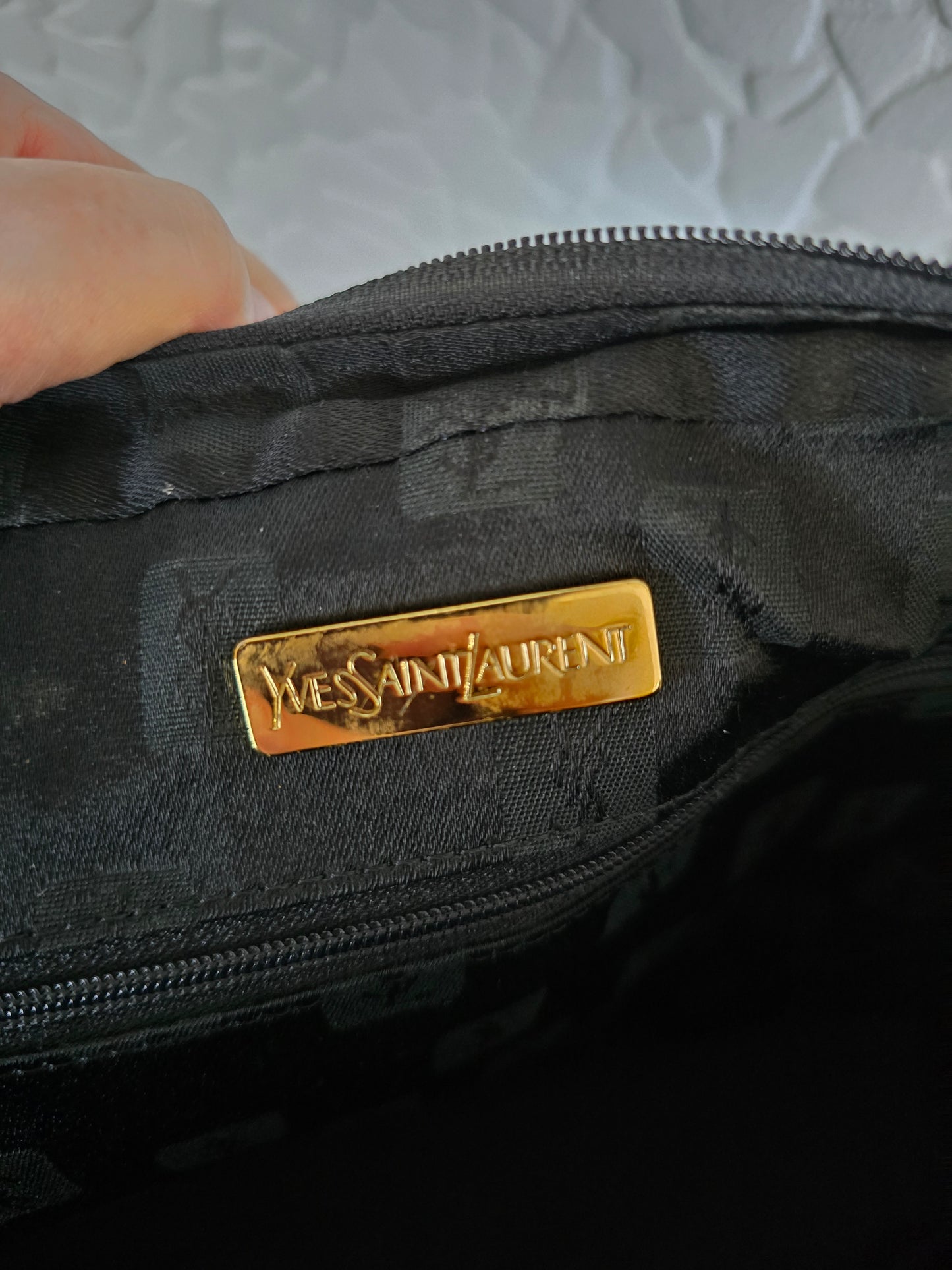 YSL Black Chevron Leather Handbag