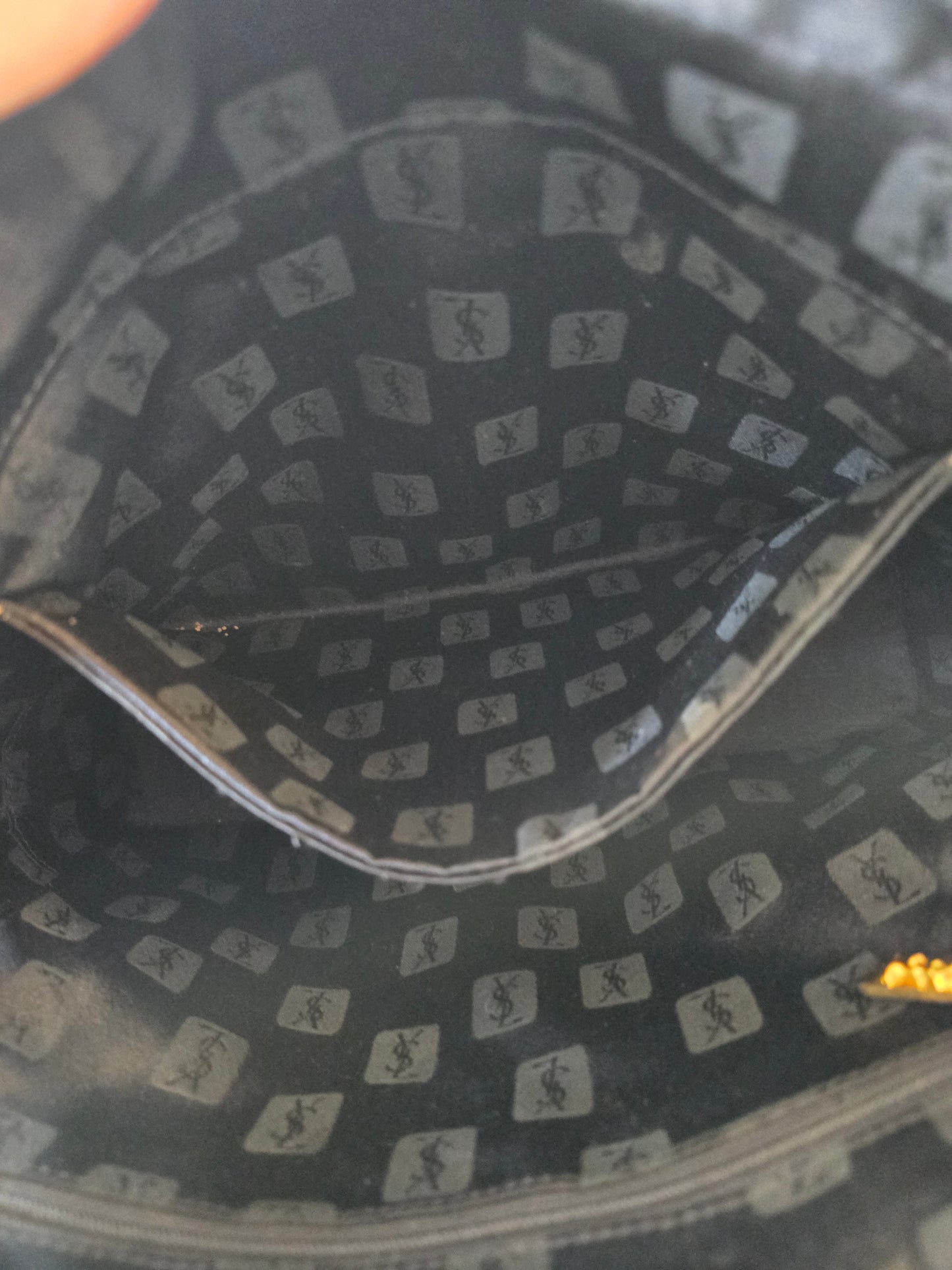 YSL Black Chevron Leather Handbag