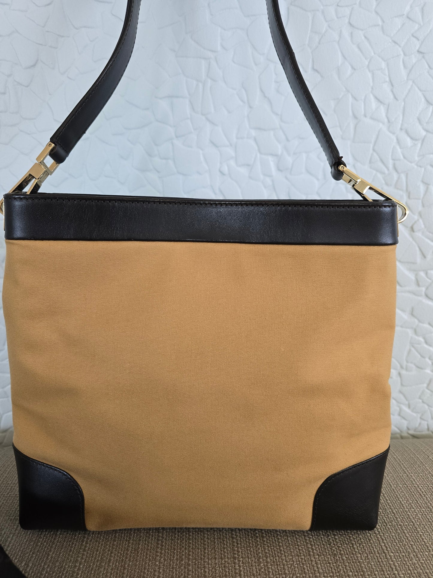 Gucci Canvas and Leather Sherry One Handle Tote