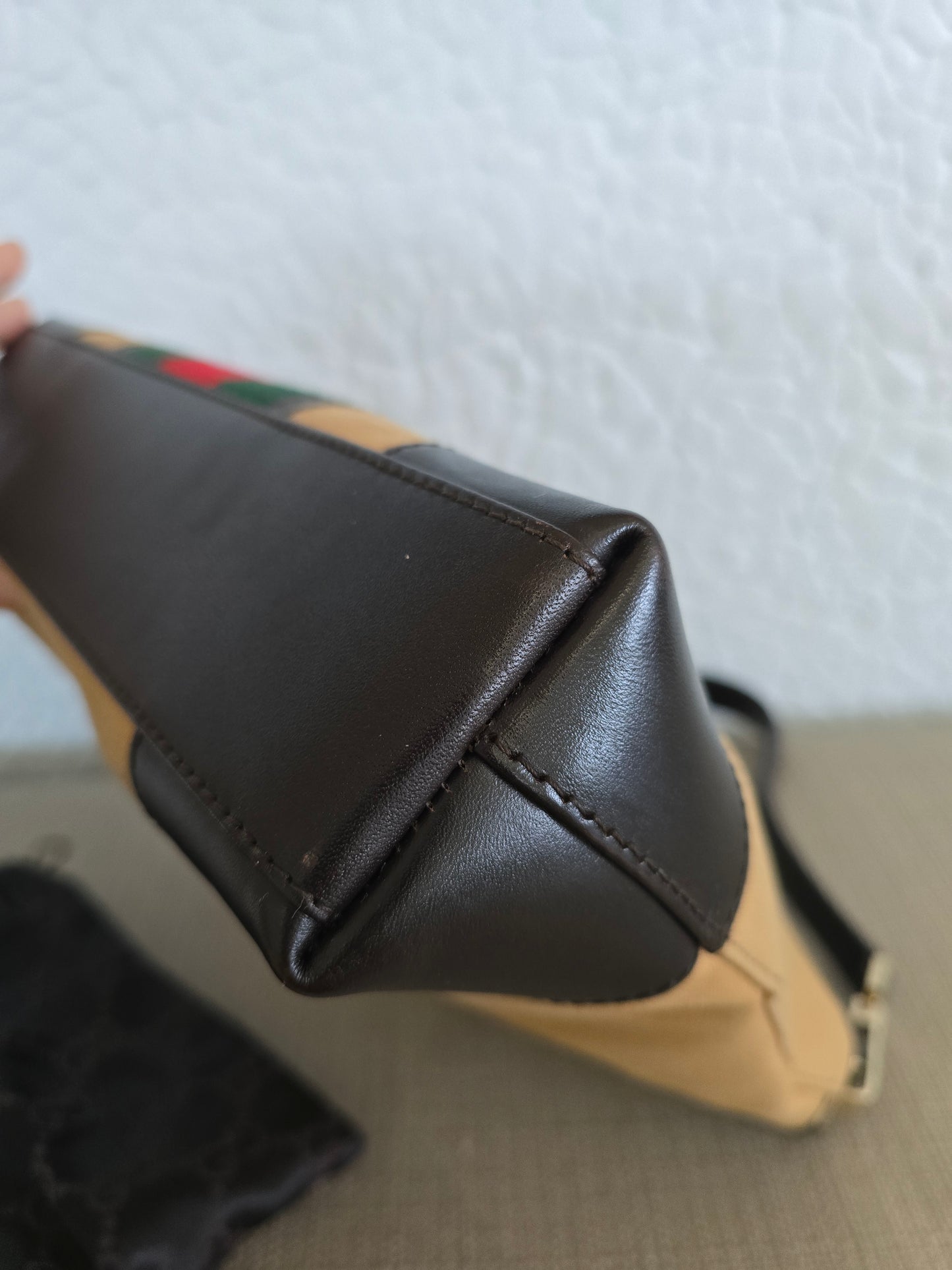 Gucci Canvas and Leather Sherry One Handle Tote