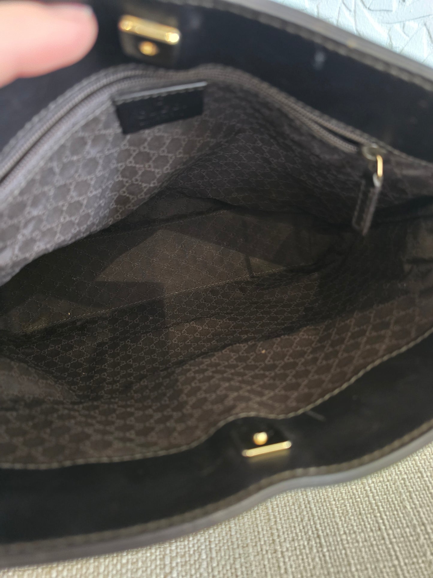 Gucci Canvas and Leather Sherry One Handle Tote