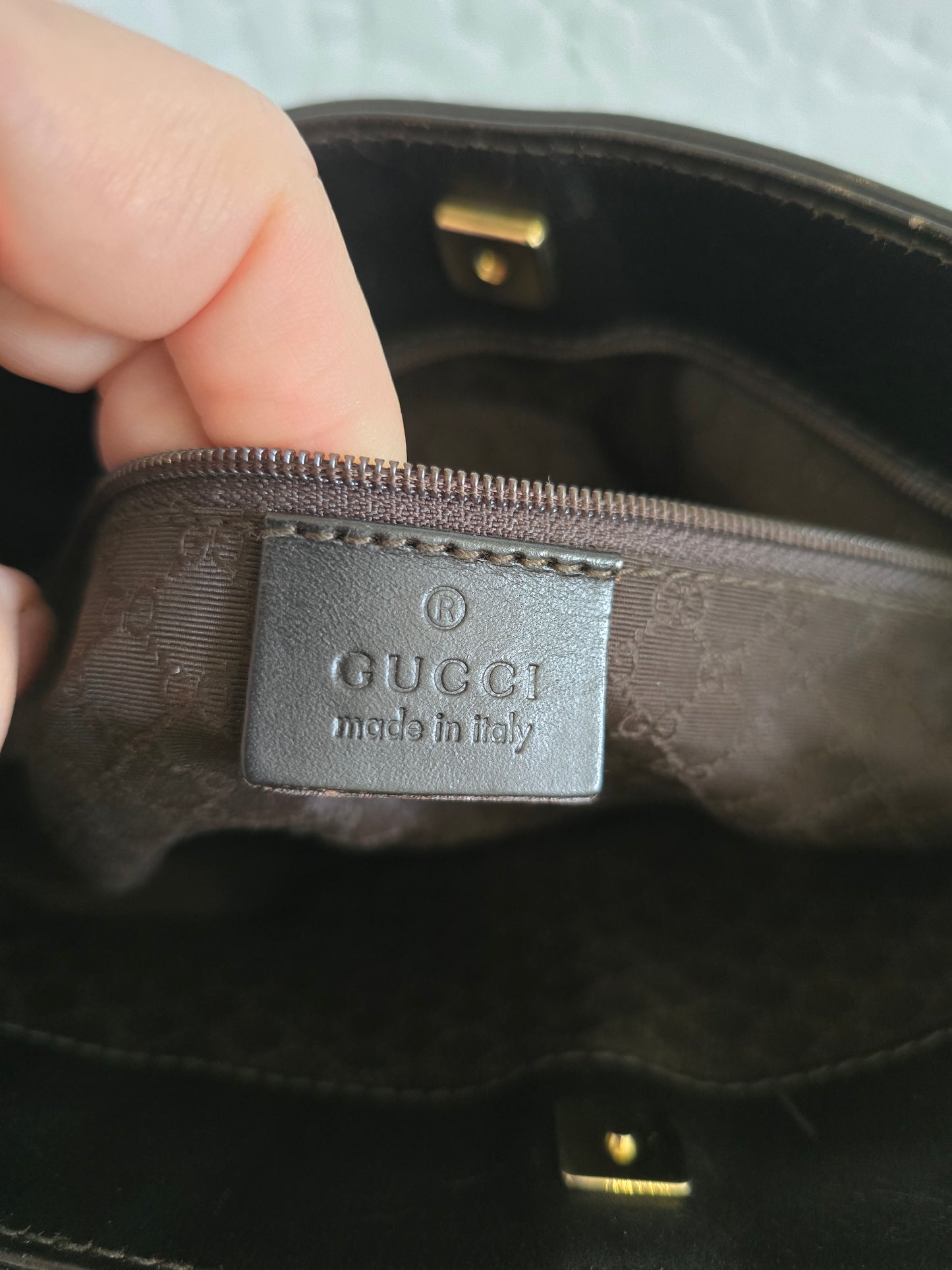 Gucci Canvas and Leather Sherry One Handle Tote