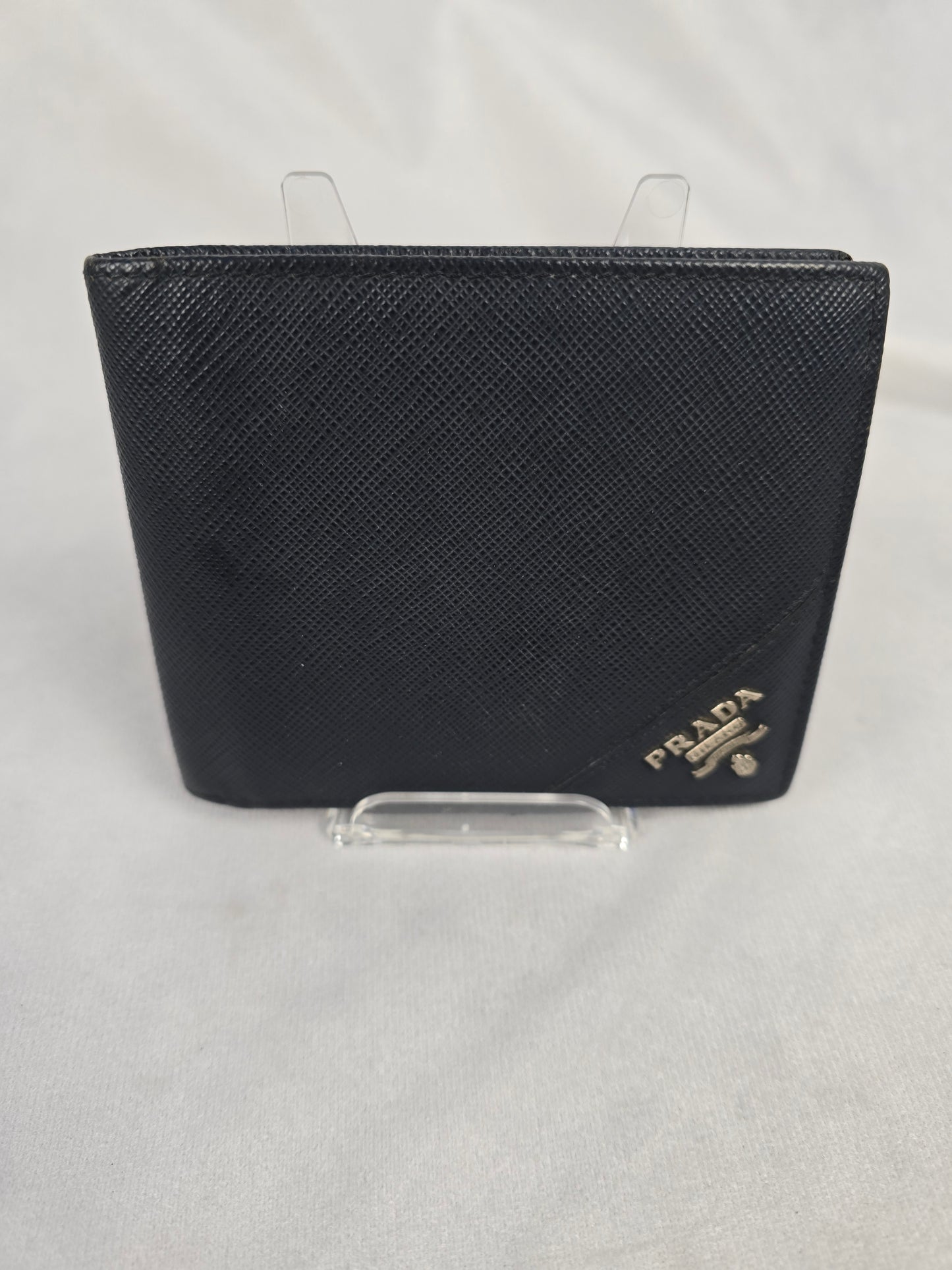 Prada Saffiano Leather Navy Blue Bifold Wallet
