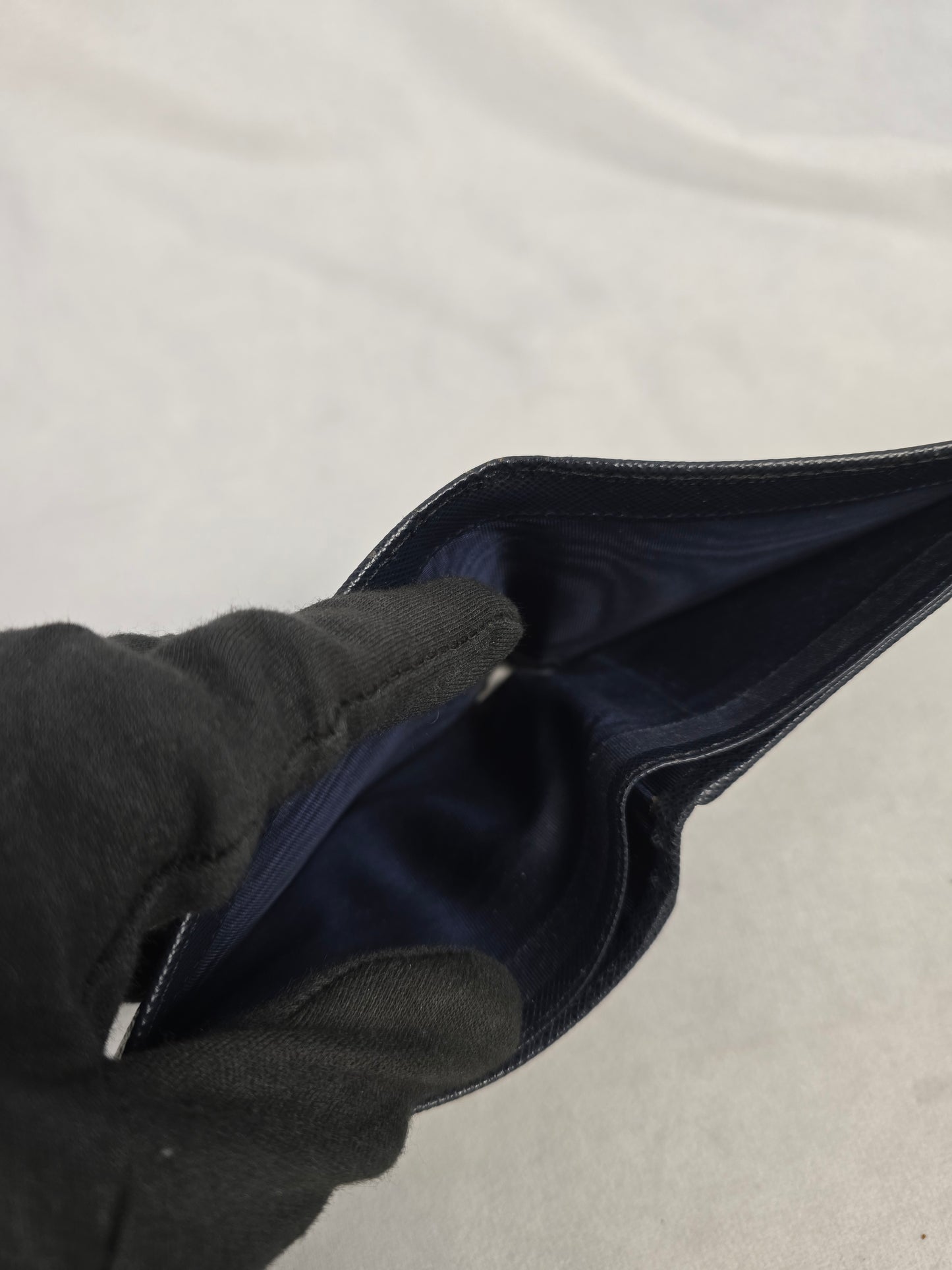 Prada Saffiano Leather Navy Blue Bifold Wallet