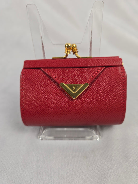 Yves Saint Laurent Vintage Red Leather Coin Purse