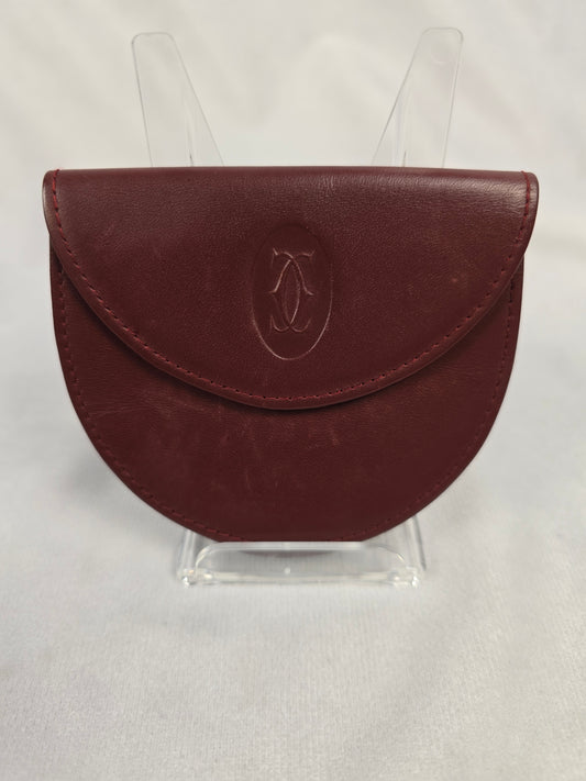 Cartier Must de Leather Coin Purse in Bordeaus