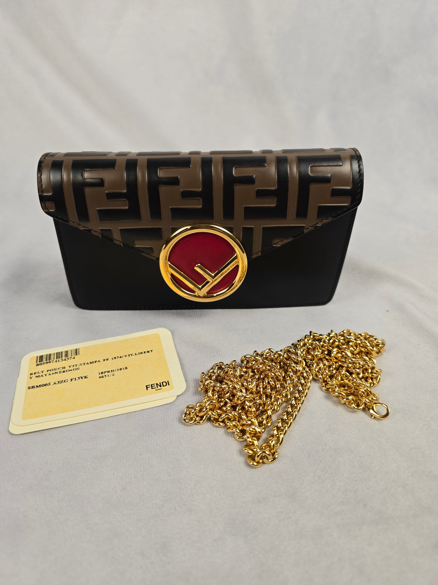 fendi Vitello Liberty F is Fendi Bi-Color Embossed Belt Bag / Crossbody
