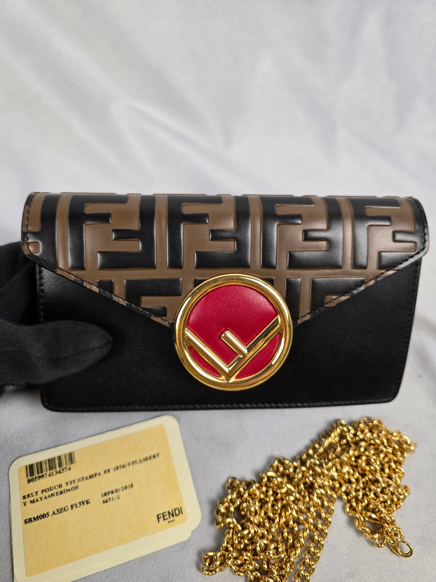 fendi Vitello Liberty F is Fendi Bi-Color Embossed Belt Bag / Crossbody