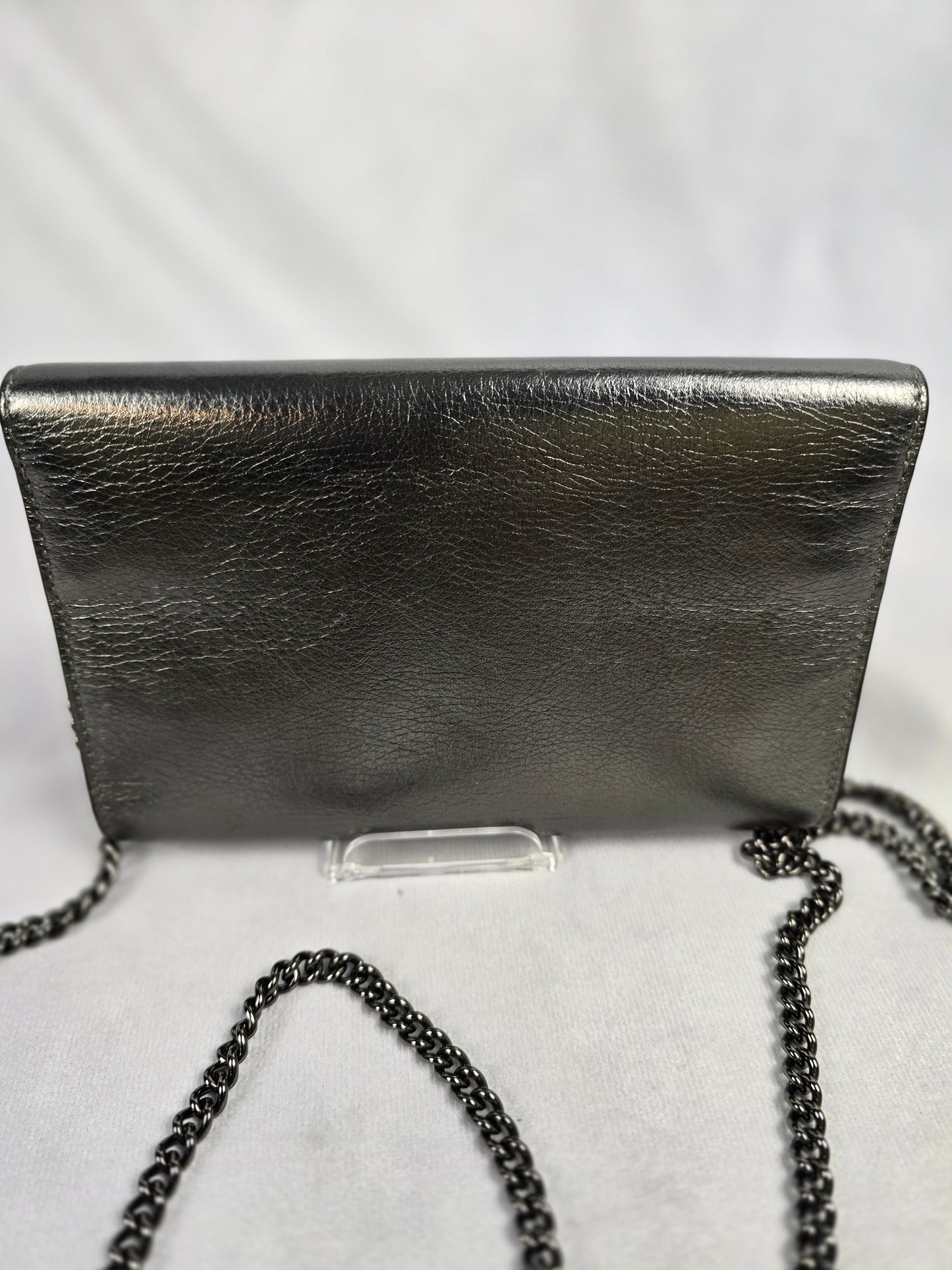 Fendi Metallic Graphite Wallet on Chain/Crossbody