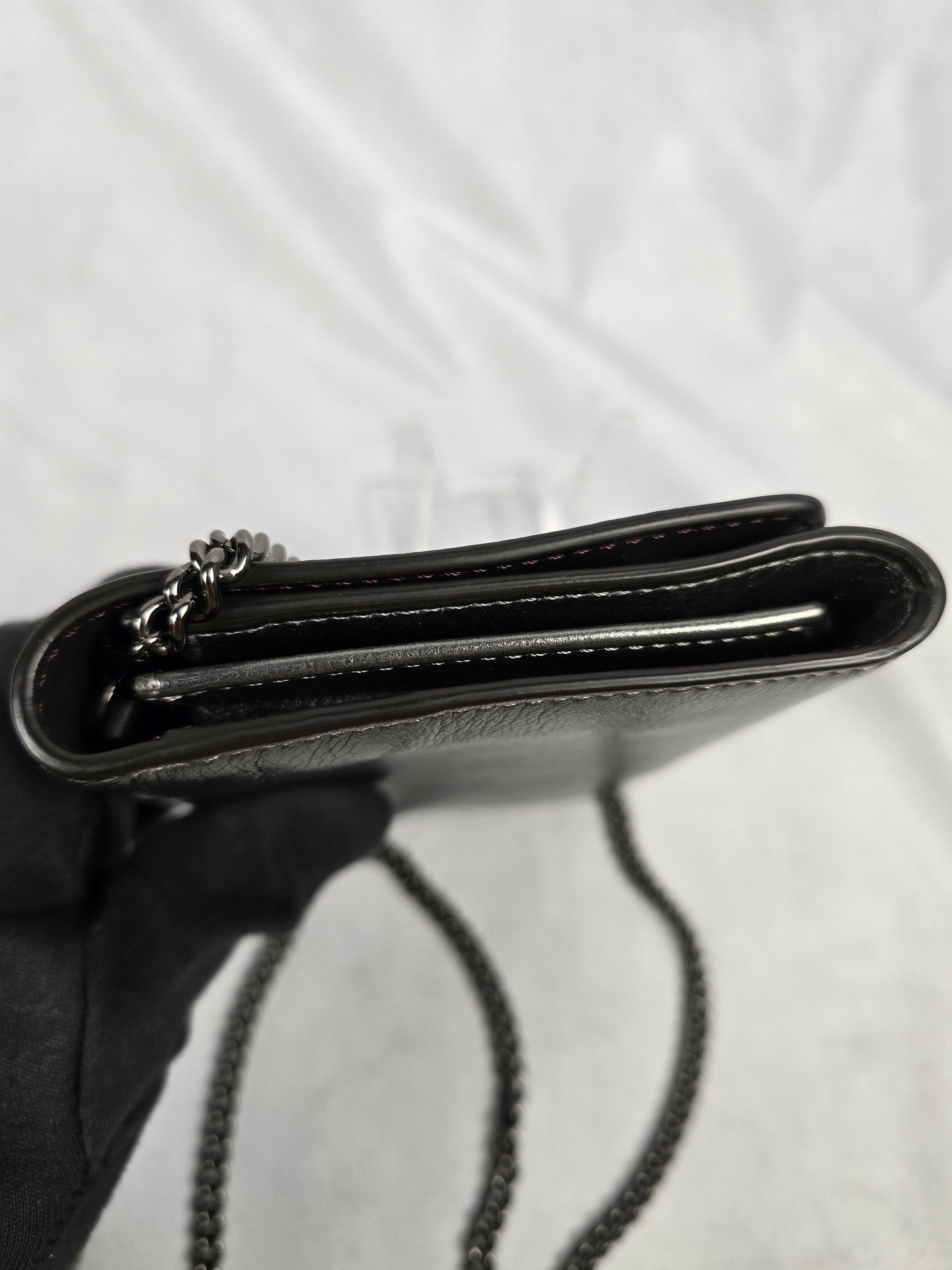 Fendi Metallic Graphite Wallet on Chain/Crossbody