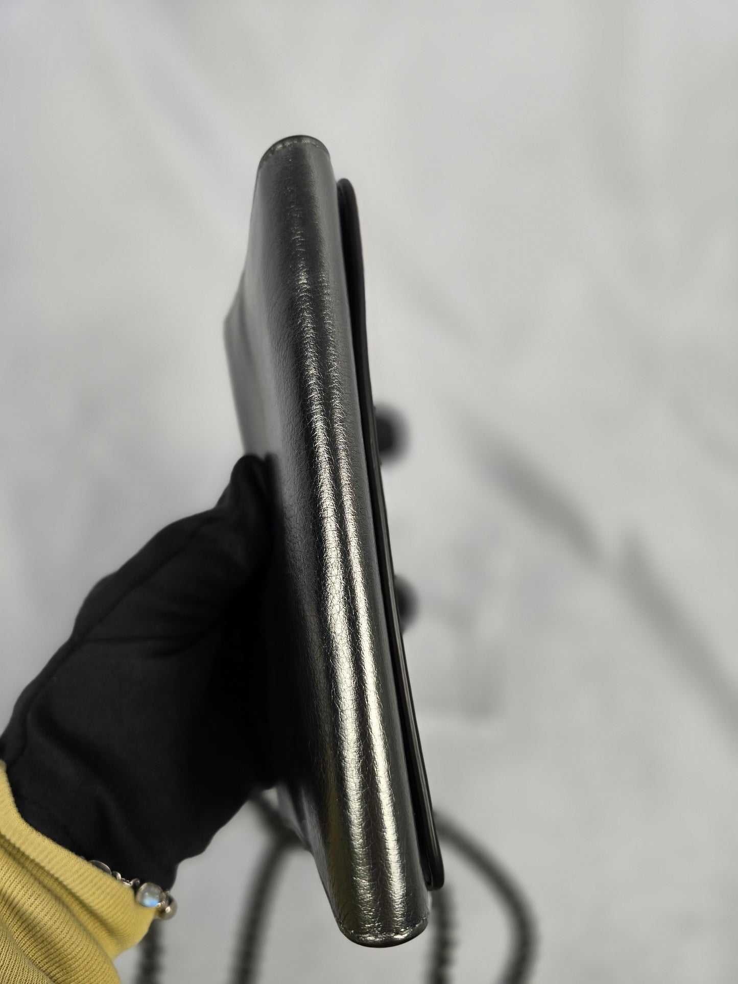 Fendi Metallic Graphite Wallet on Chain/Crossbody