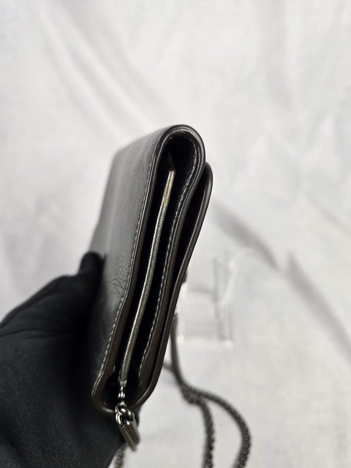 Fendi Metallic Graphite Wallet on Chain/Crossbody