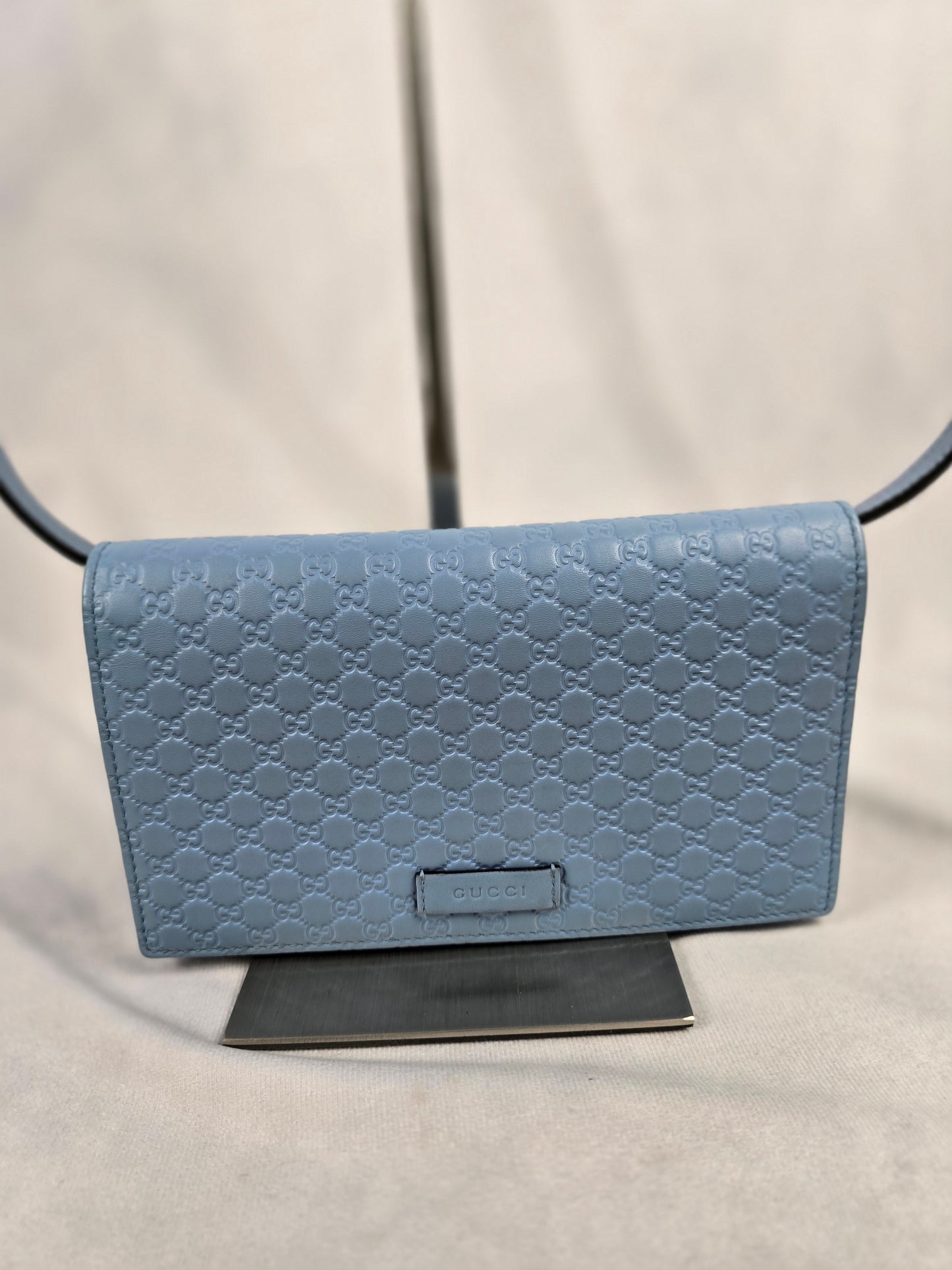 Gucci Microguccissima Crossbody Wallet Soft Blue