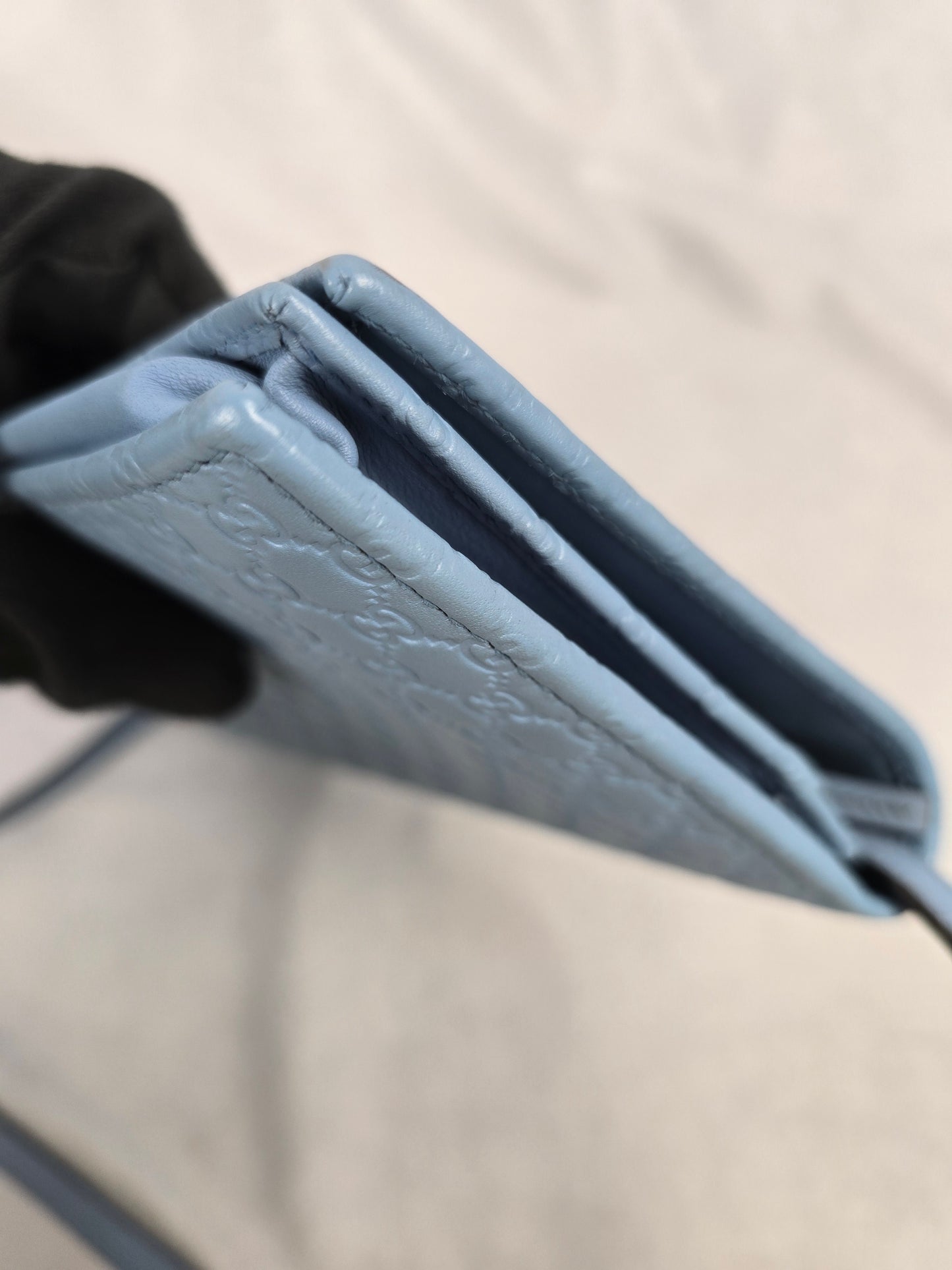 Gucci Microguccissima Crossbody Wallet Soft Blue