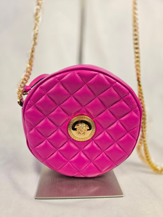 Versace Nappa Quilted La Medusa Round Camera Bag - Fuchsia