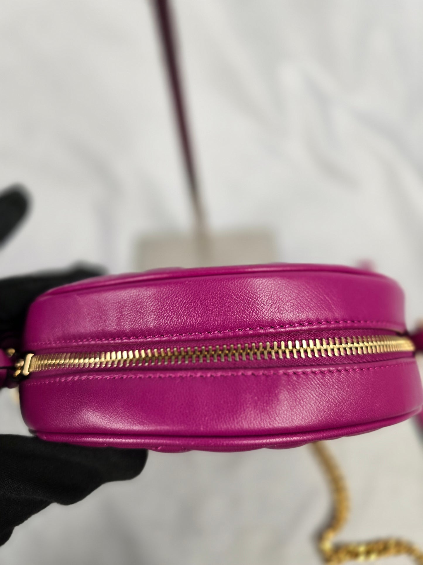 Versace Nappa Quilted La Medusa Round Camera Bag - Fuchsia
