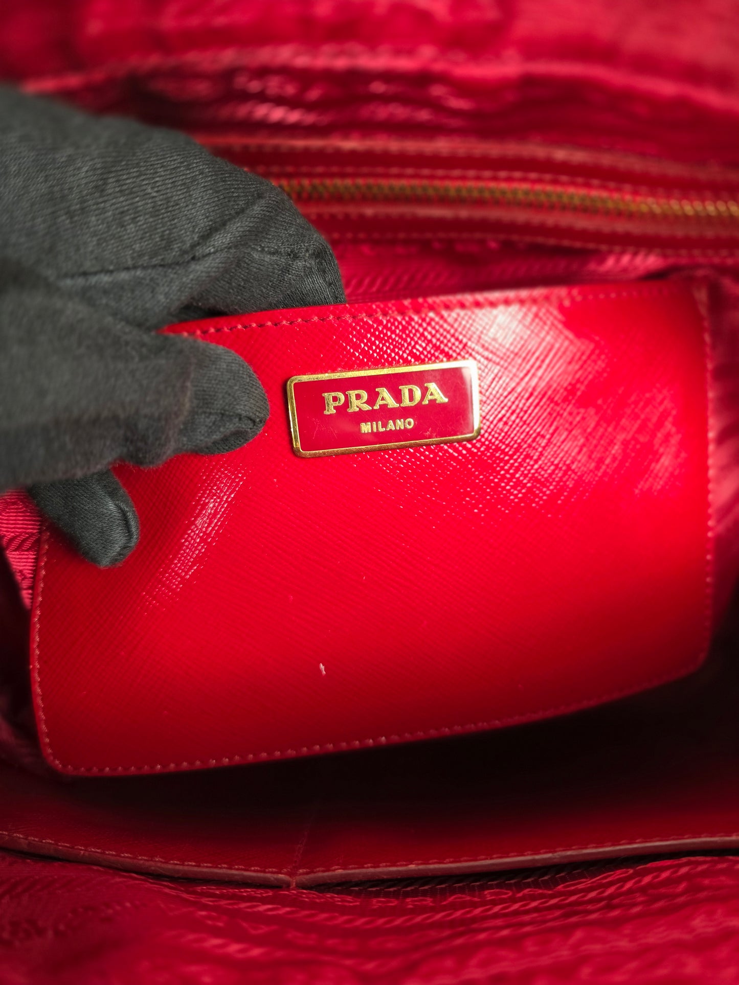 Prada Saffiano Bicolor Double Top Handle Bag in Red and Yellow