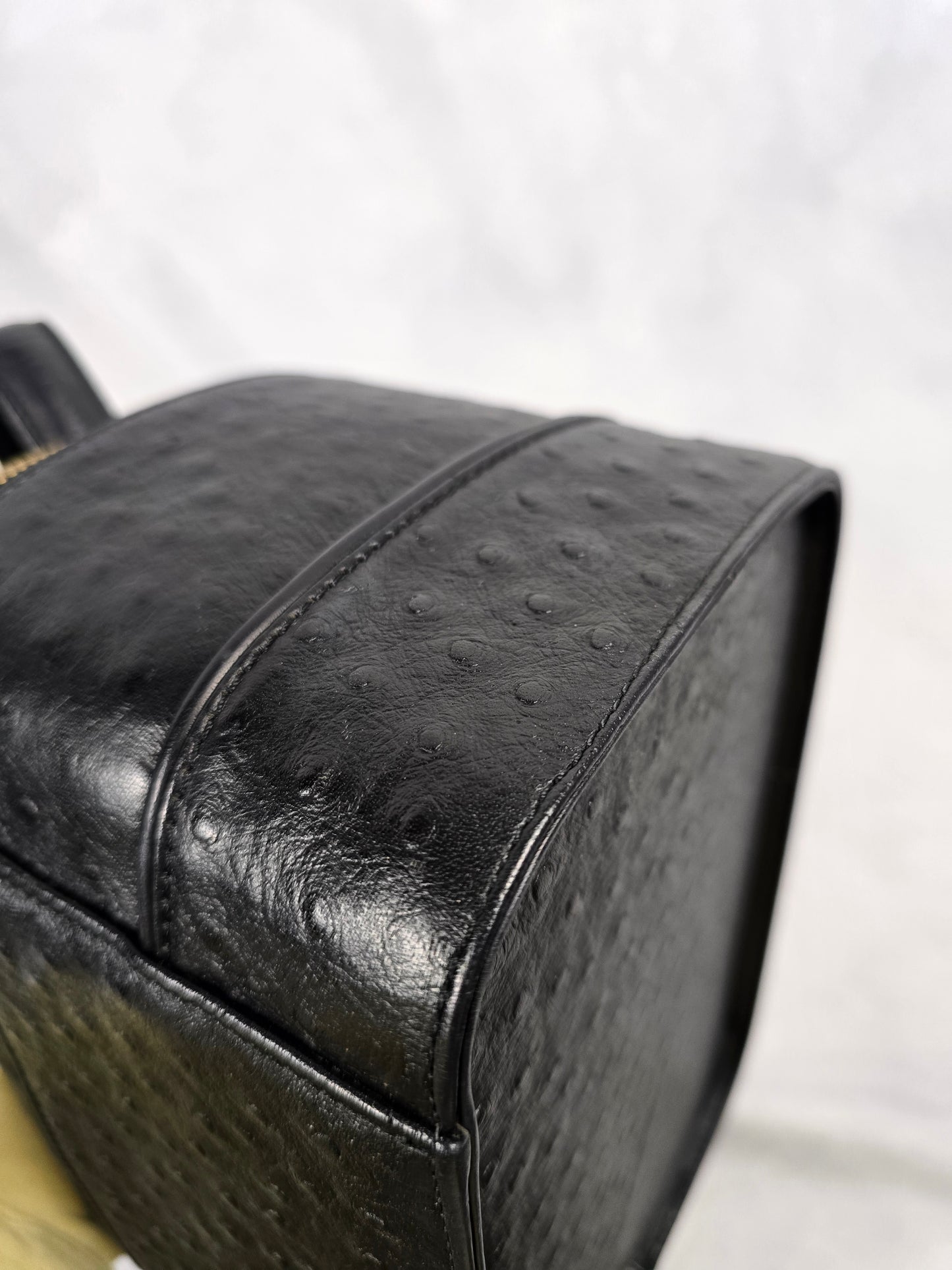 Gianni Versace Logo Sunburst Vintage Vanity Bag in Black Ostrich